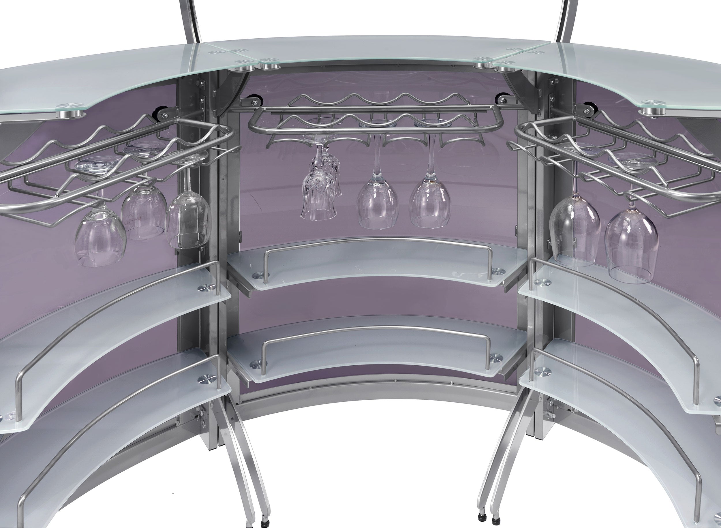 Dallas 3-piece Curved Freestanding Home Bar Cabinet Silver — view 11