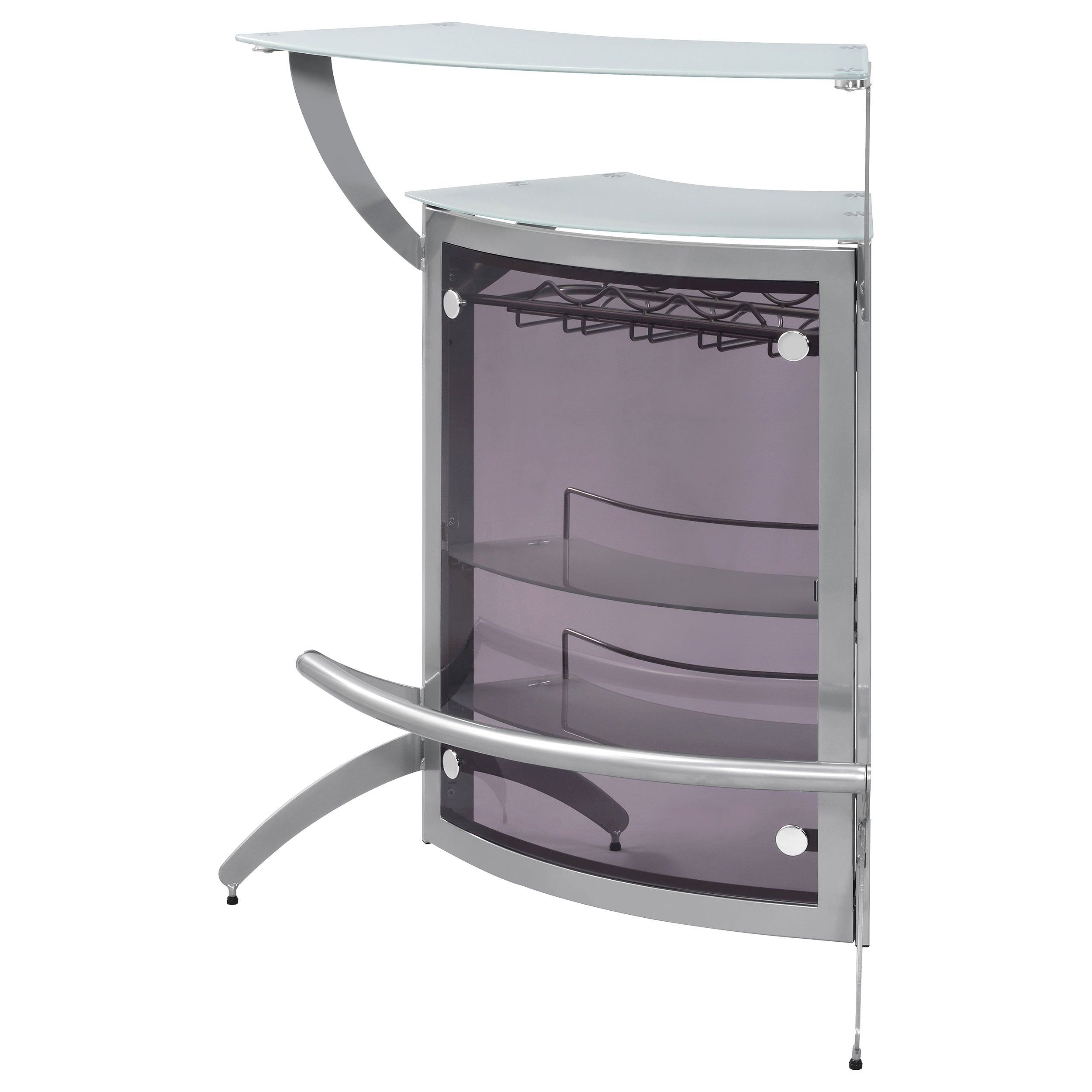 Dallas 2-shelf Curved Freestanding Home Bar Cabinet Silver — view 5