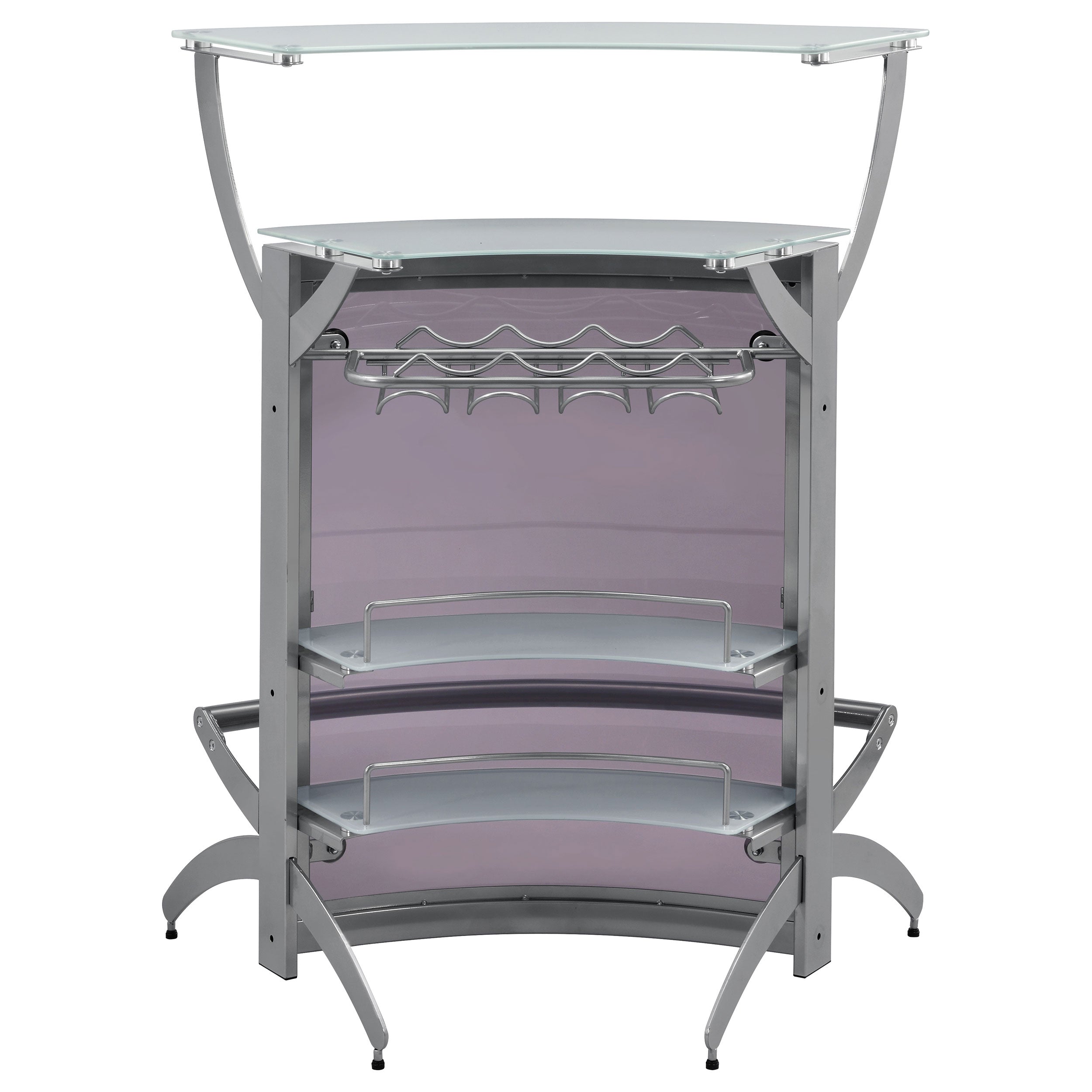 Dallas 2-shelf Curved Freestanding Home Bar Cabinet Silver — view 8