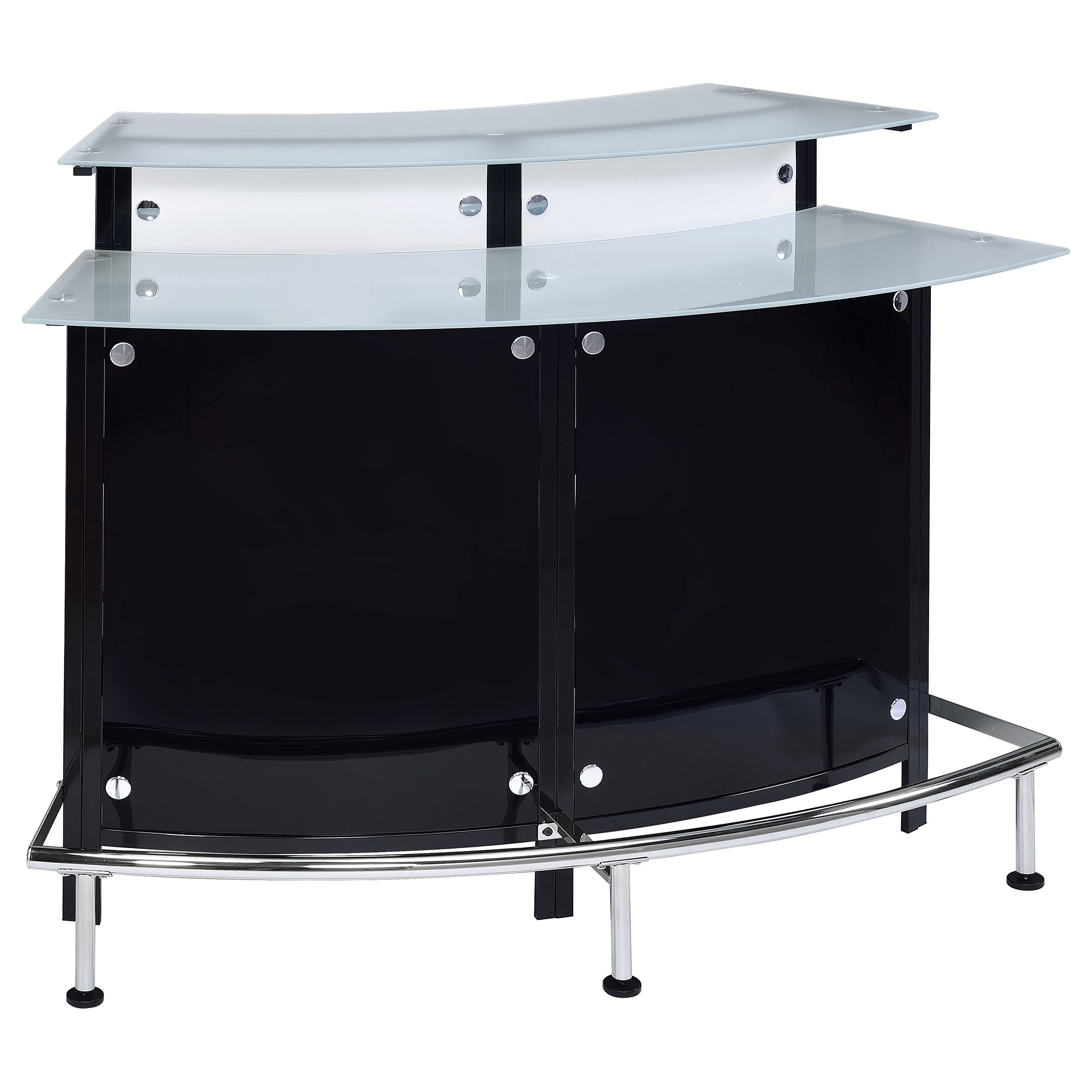 Keystone Curved Glass Top Home Bar Wine Cabinet Black — view 1