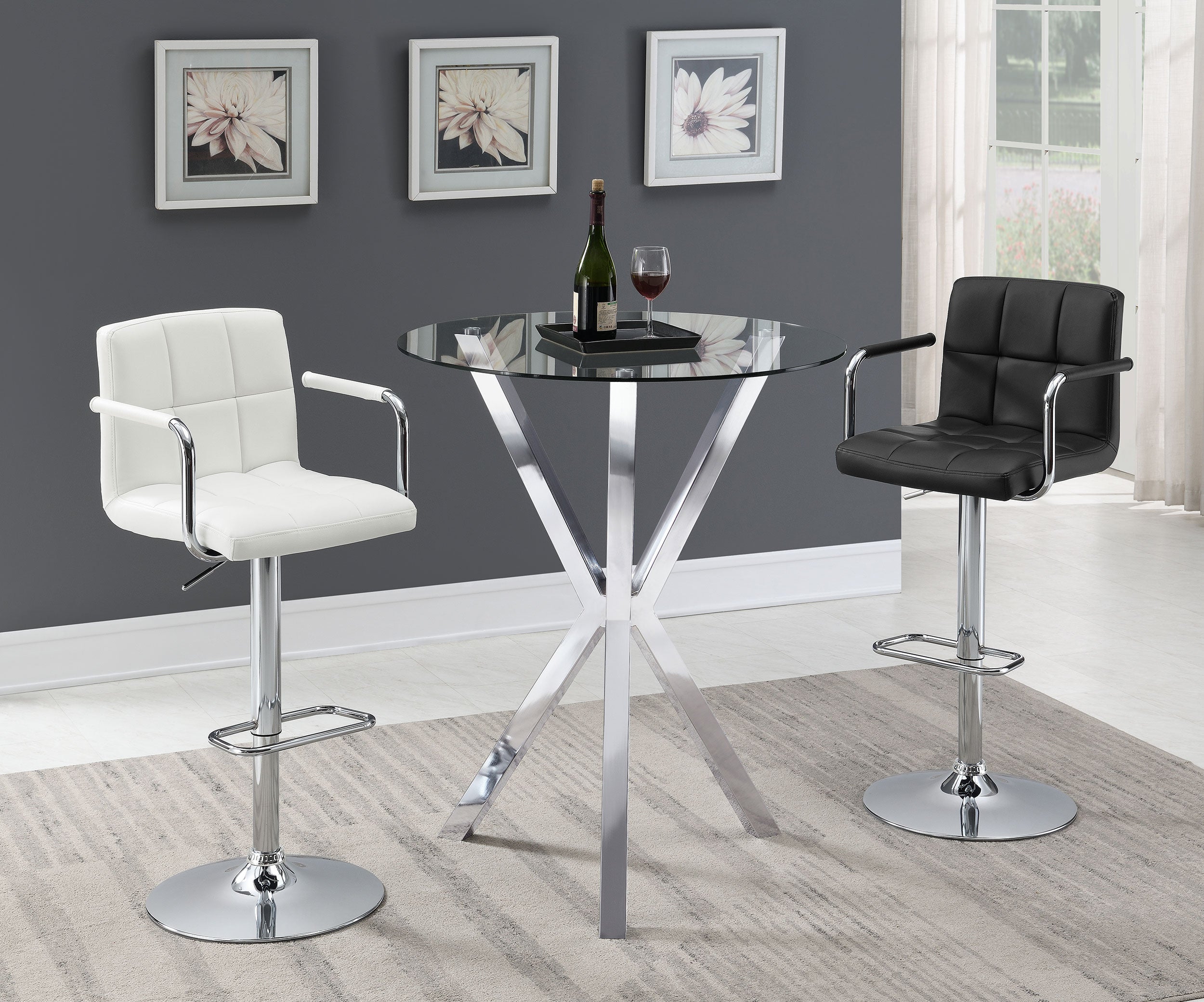 Denali Round 35-inch Glass Top Bistro Bar Table Chrome — view 4