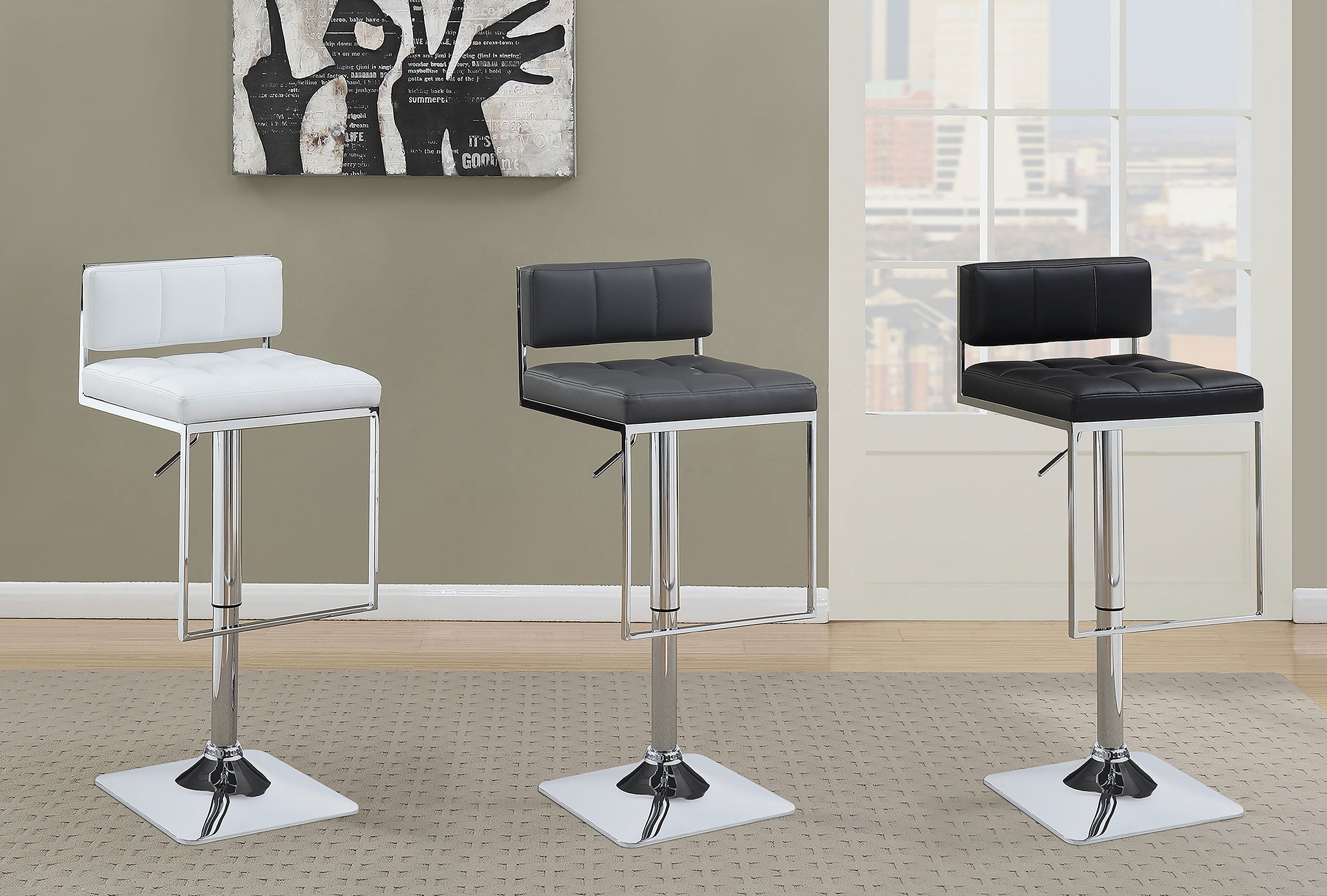Alameda Adjustable Bar Stool Chrome and White — view 11