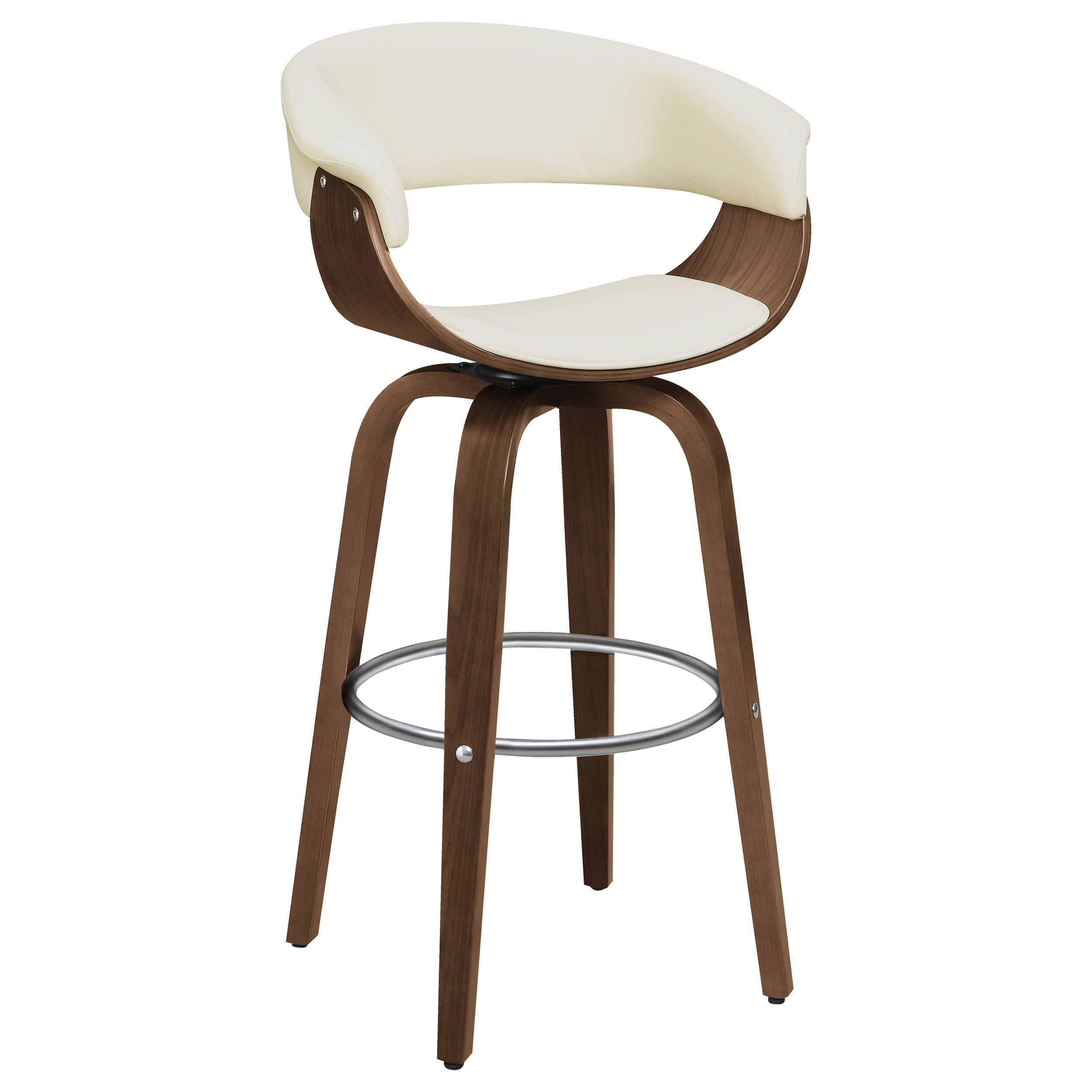 Zion Upholstered Swivel Bar Stool Walnut and Ecru — view 1