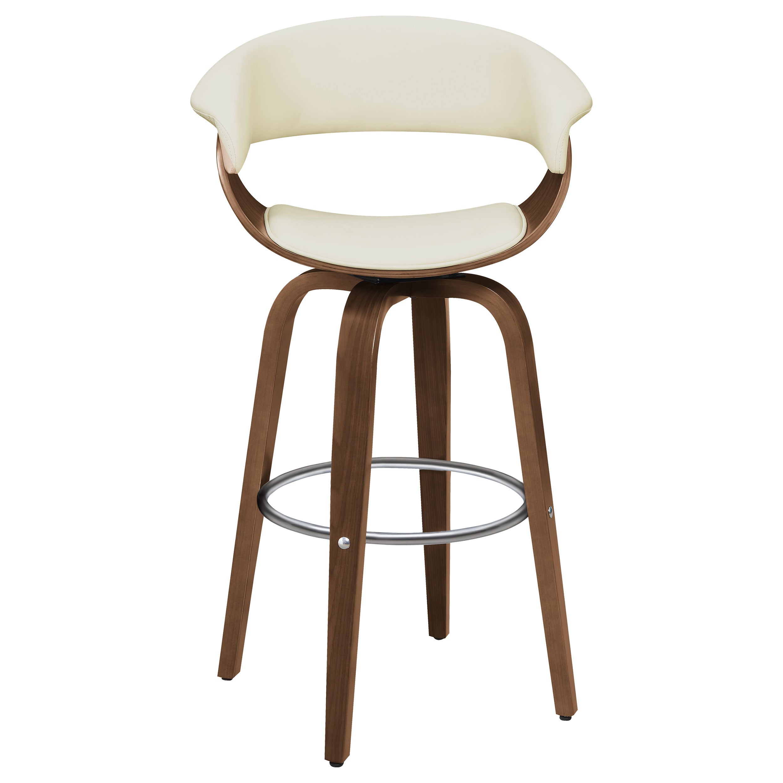 Zion Upholstered Swivel Bar Stool Walnut and Ecru — view 3