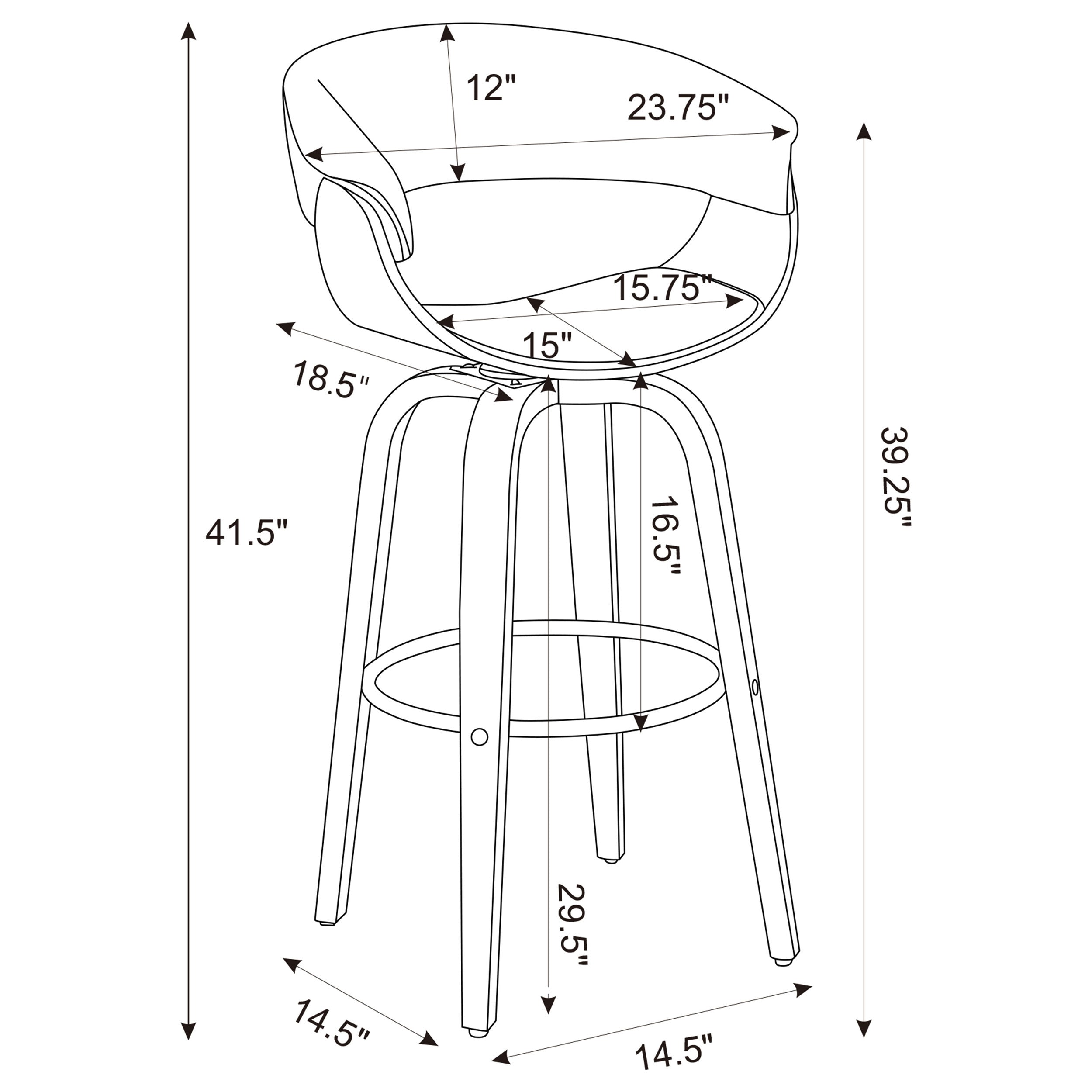 Zion Upholstered Swivel Bar Stool Walnut and Ecru — view 13