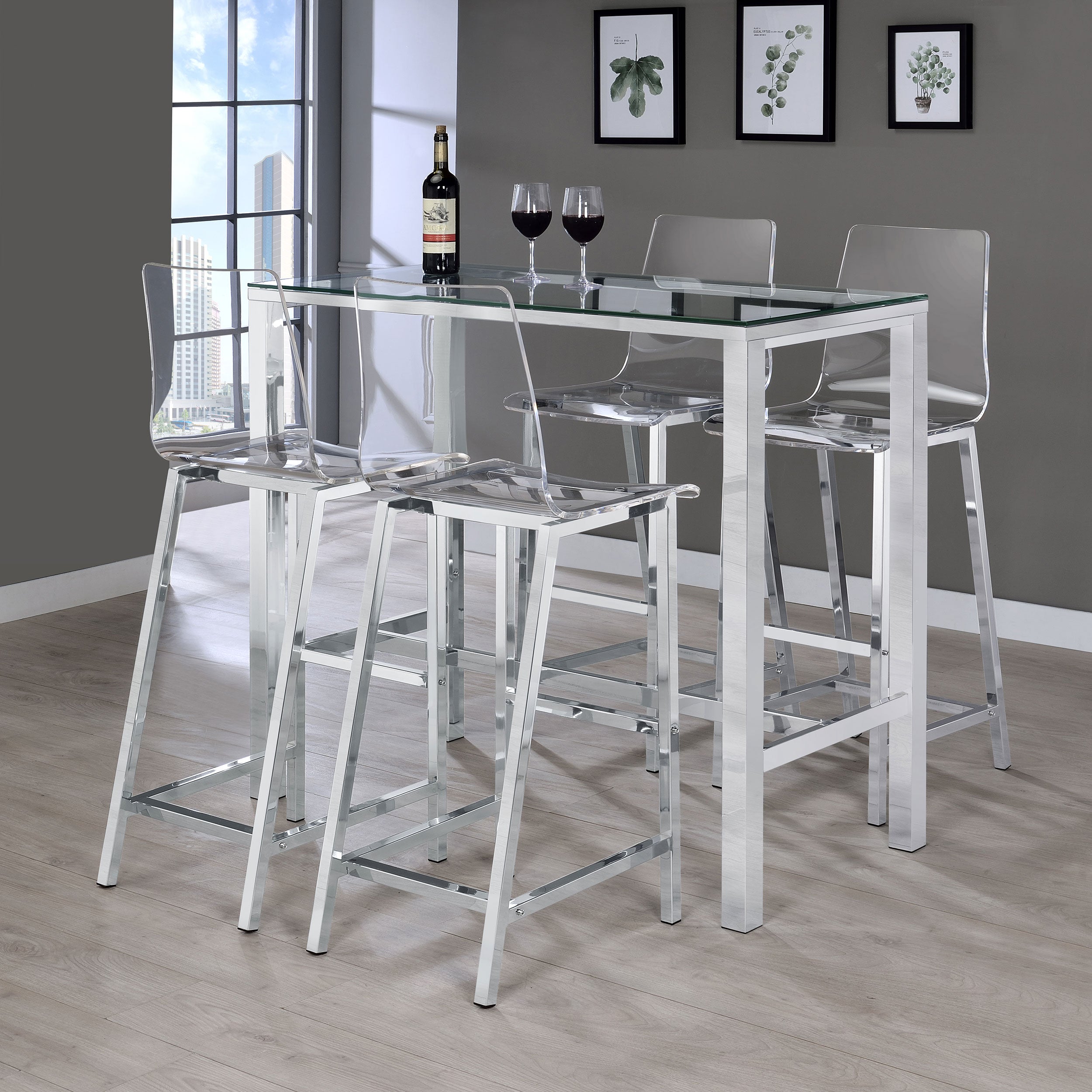 Juelia Clear Acrylic Bar Chair Chrome (Set of 2) — view 12