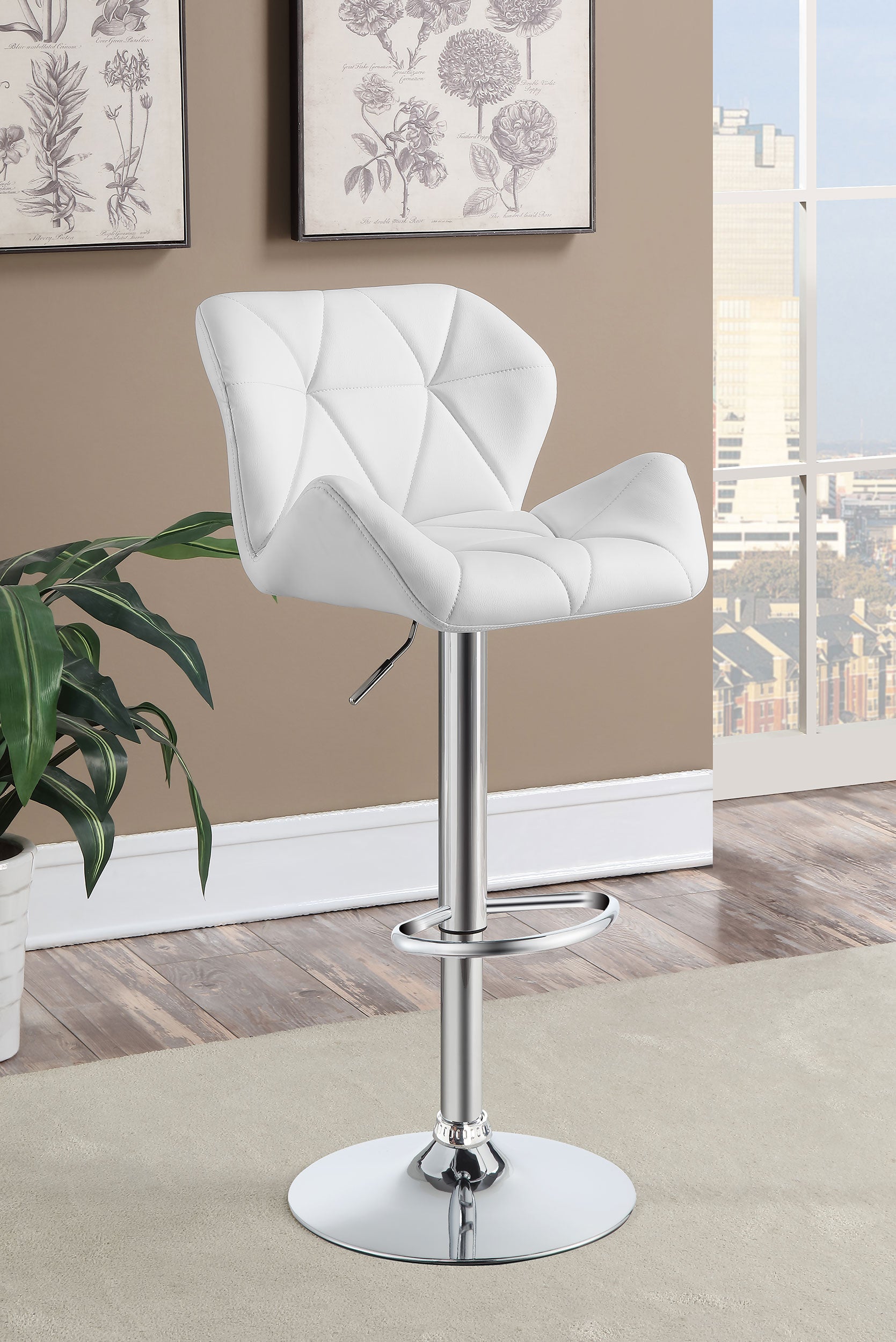 Berrington Upholstered Adjustable Bar Stool White (Set of 2) — view 2