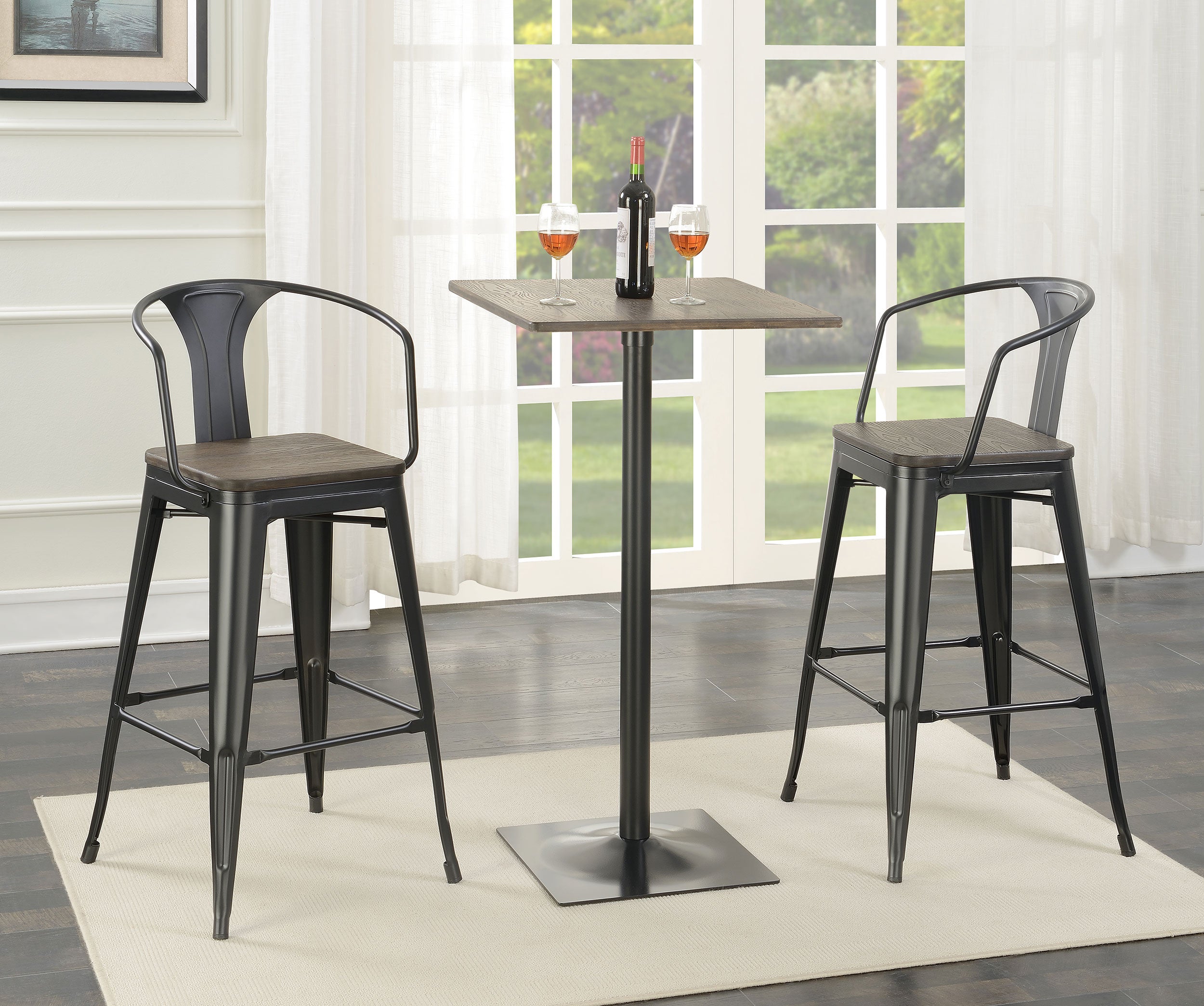 Cavalier Square 24-inch Pub Height Bistro Bar Table Dark Elm — view 6