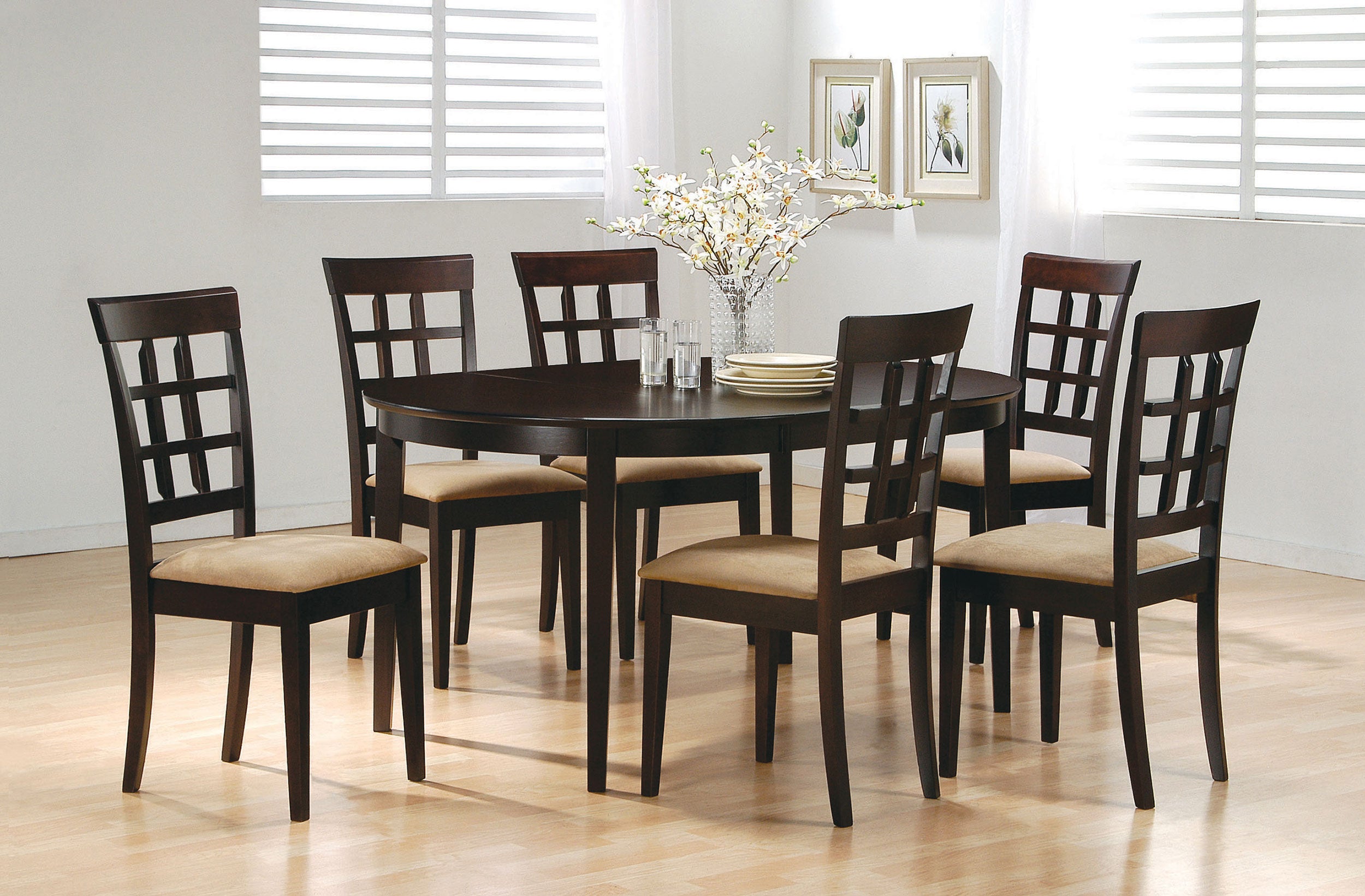Gabriel 7-piece Extension Leaf Dining Table Set Cappuccino — view 1