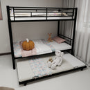Metal Bunk Bed For Kids, Convertible Bedframe With Ladders & Guardrail