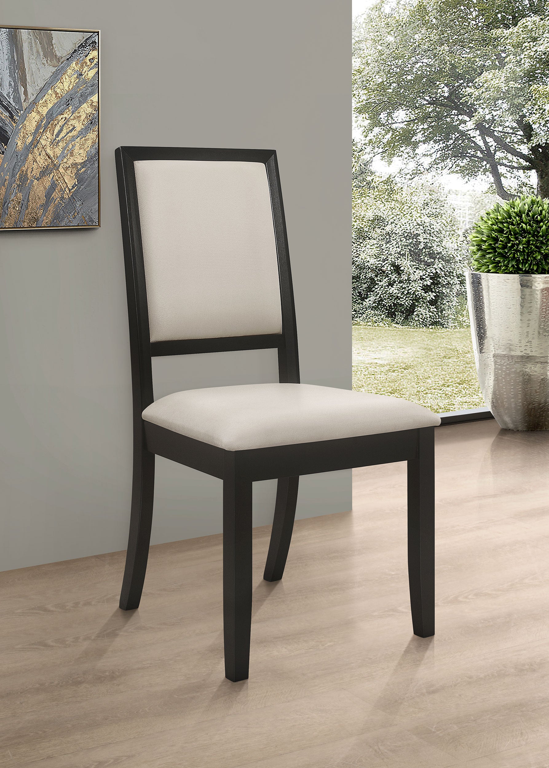 Louise Upholstered Wood Dining Side Chair Black (Set of 2) — view 2
