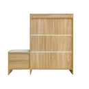 Shoe Storage Cabinet Rattan Shoe Storage Organizer With 2 Flip Drawers, A Storage Drawer And A Bench For Entryway, And Hallway - Light Brown