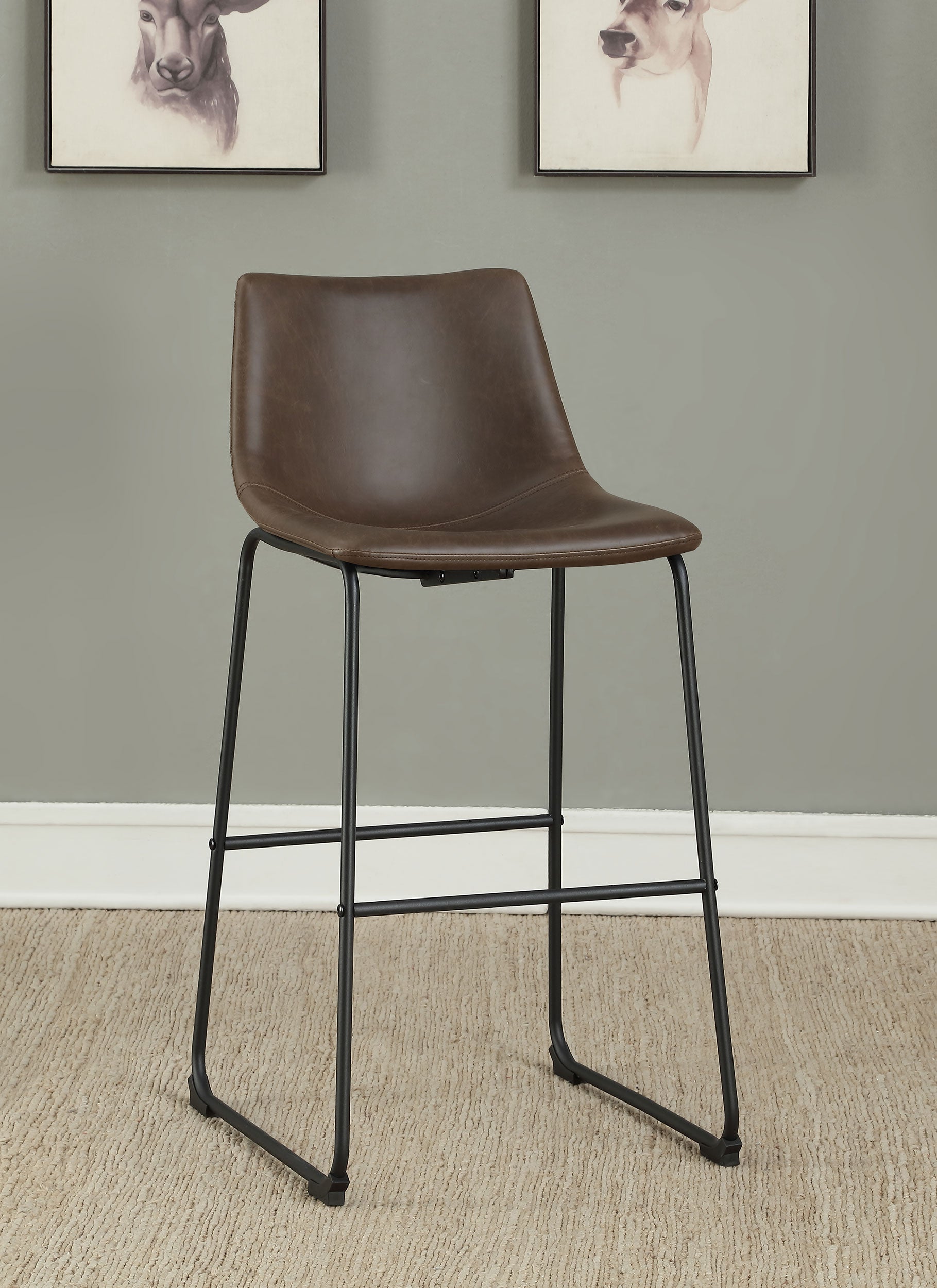 Michelle Upholstered Bar Chair Brown (Set of 2) — view 2