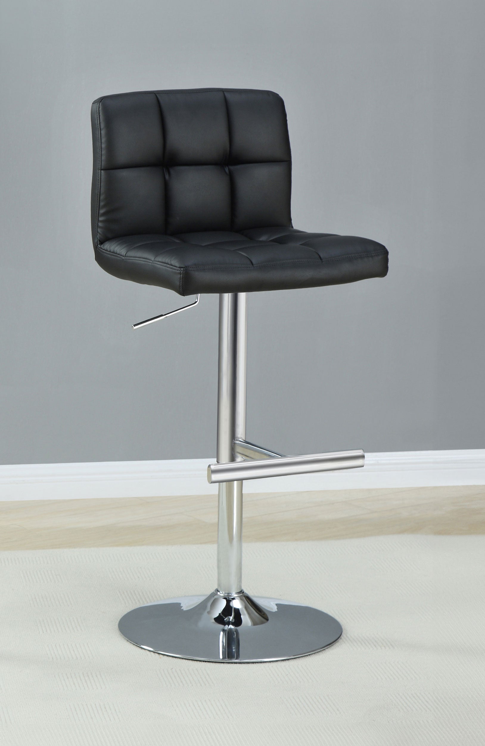 Lenny Upholstered Adjustable Bar Stool Black (Set of 2) — view 2