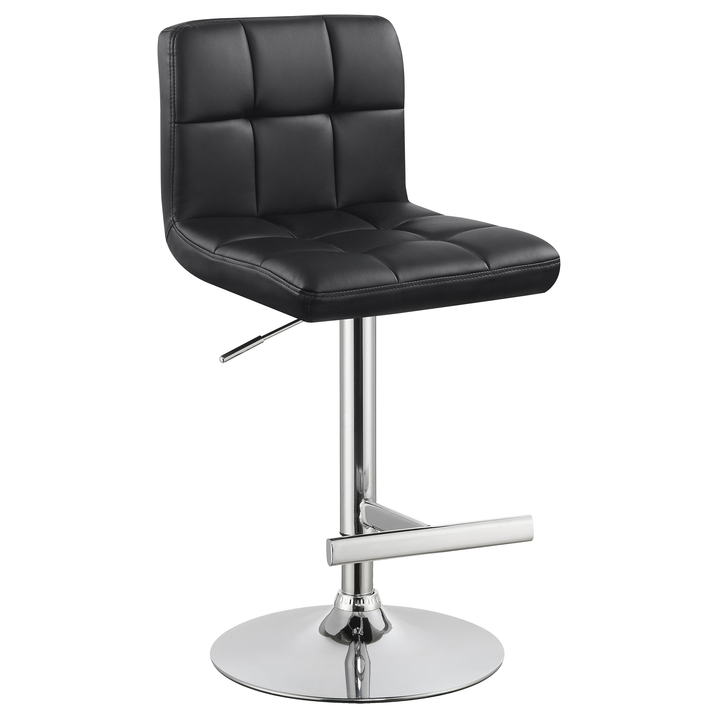 Lenny Upholstered Adjustable Bar Stool Black (Set of 2) — view 3