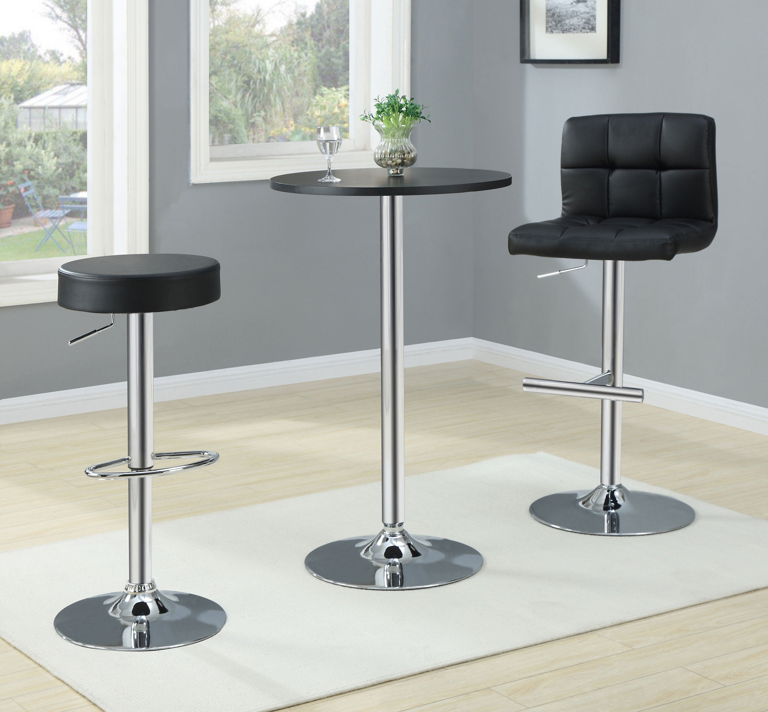 Lenny Upholstered Adjustable Bar Stool Black (Set of 2) — view 14