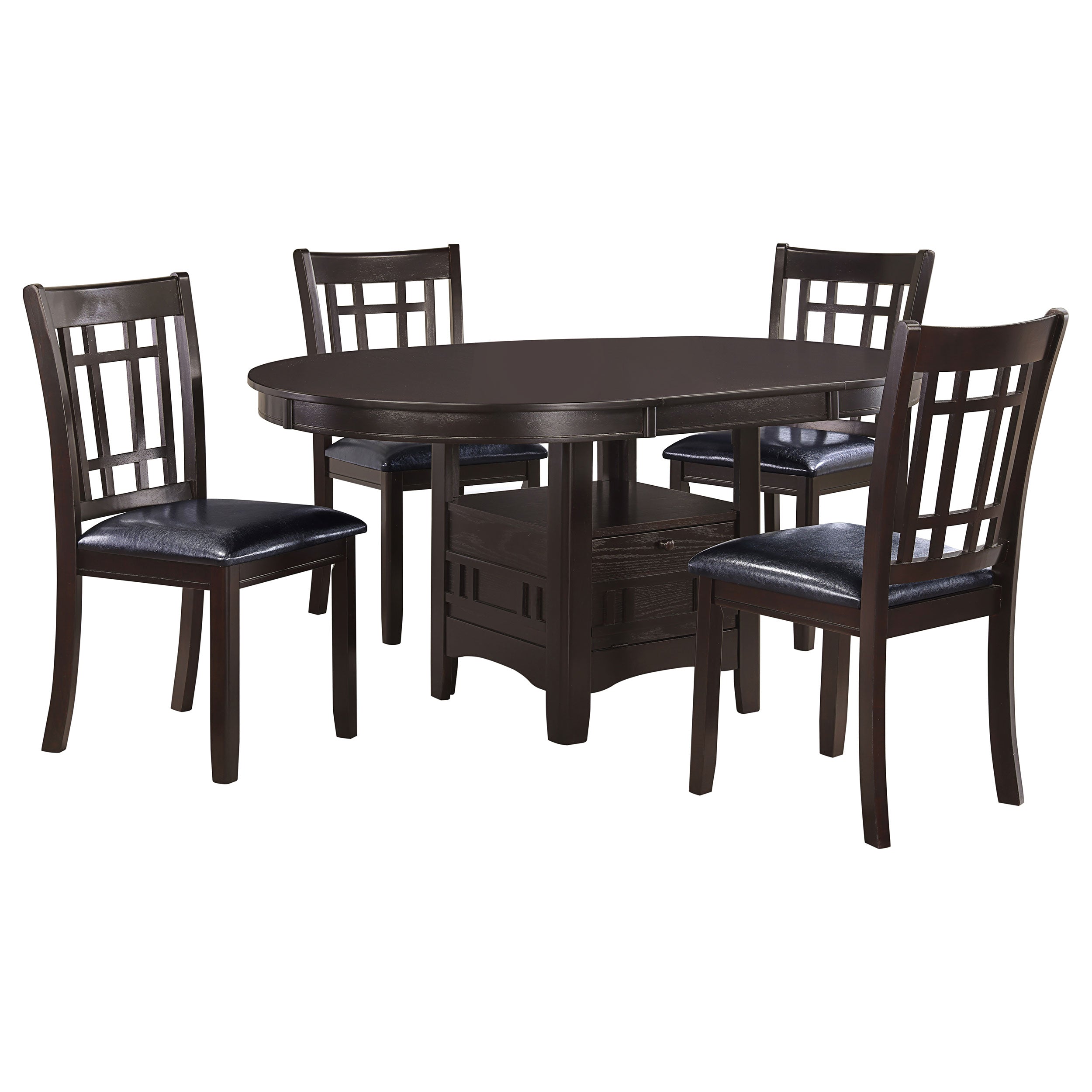 Lavon 5-piece Oval Extension Leaf Dining Set Espresso — view 2