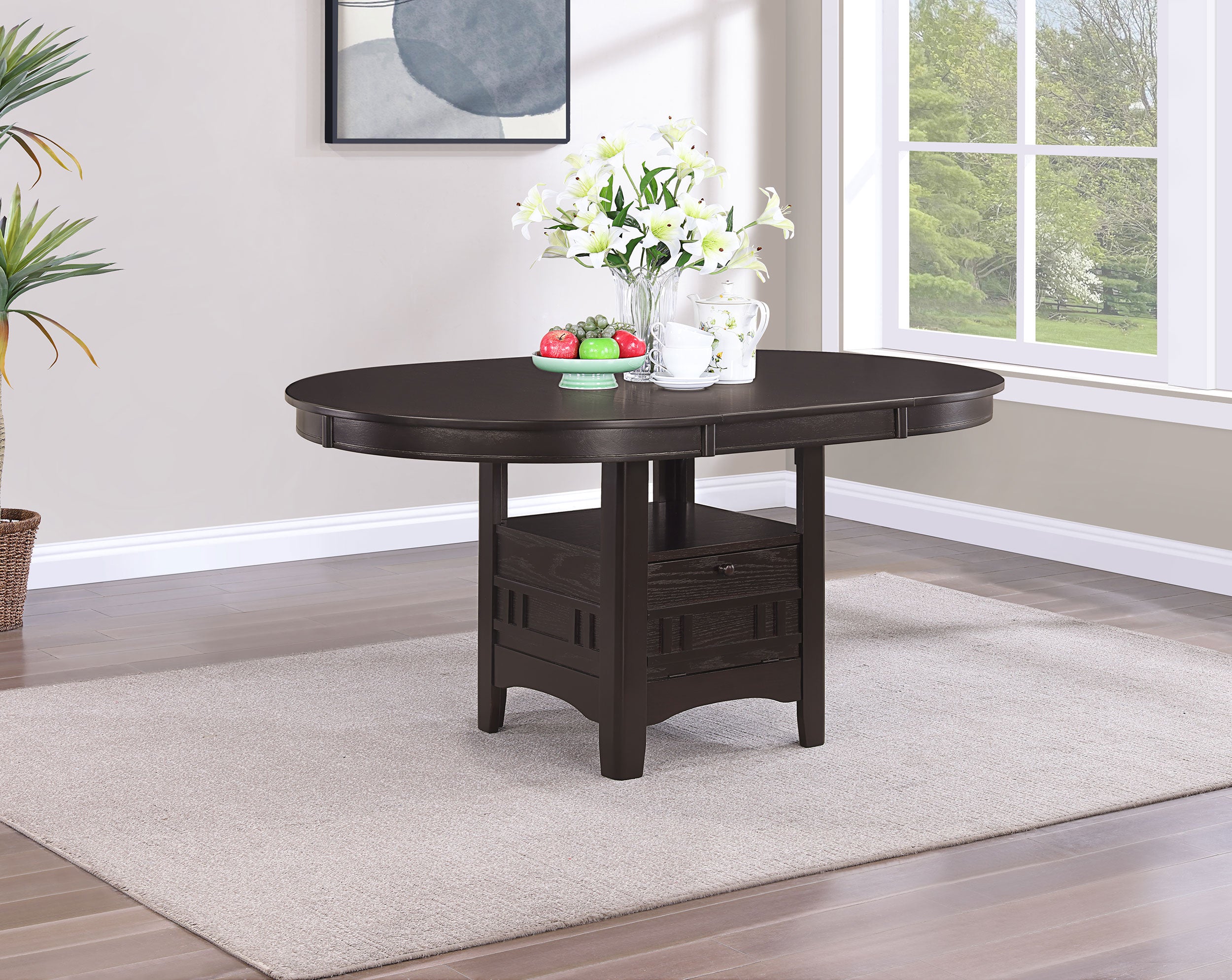 Lavon Oval 60-inch Wood Extension Leaf Dining Table Espresso — view 2