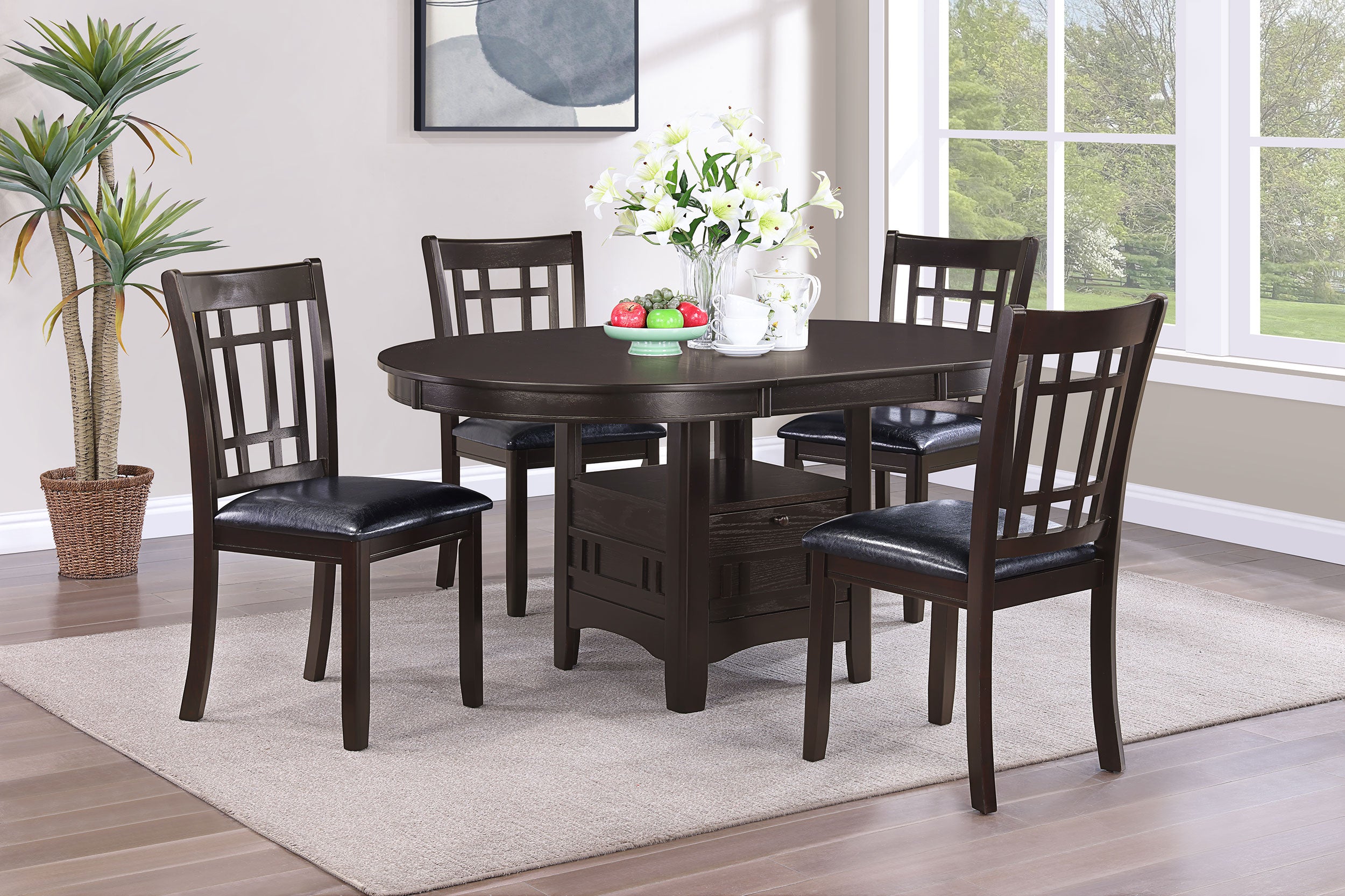 Lavon Oval 60-inch Wood Extension Leaf Dining Table Espresso — view 8