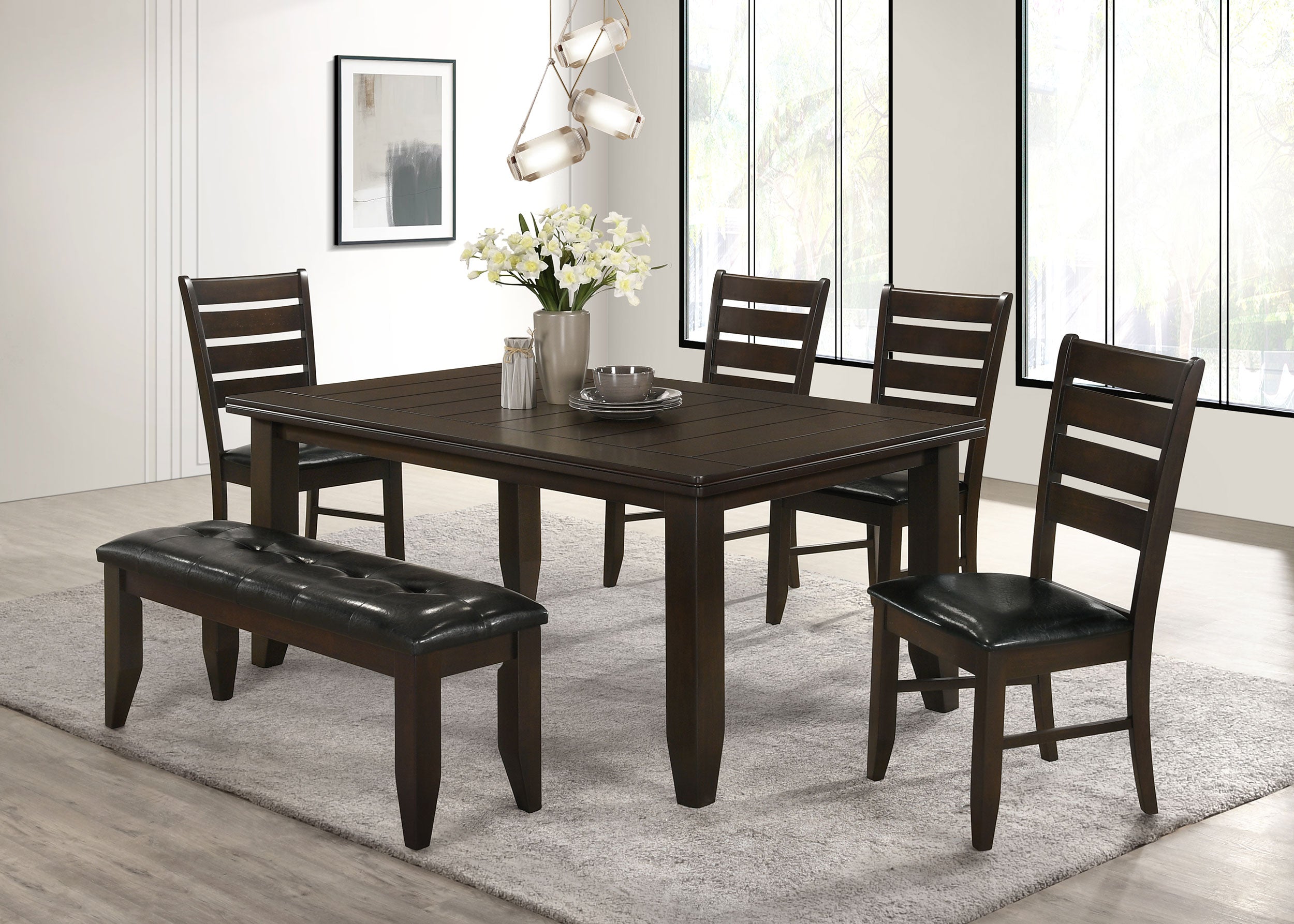 Dalila 6-piece Rectangular Dining Table Set Cappuccino — view 1