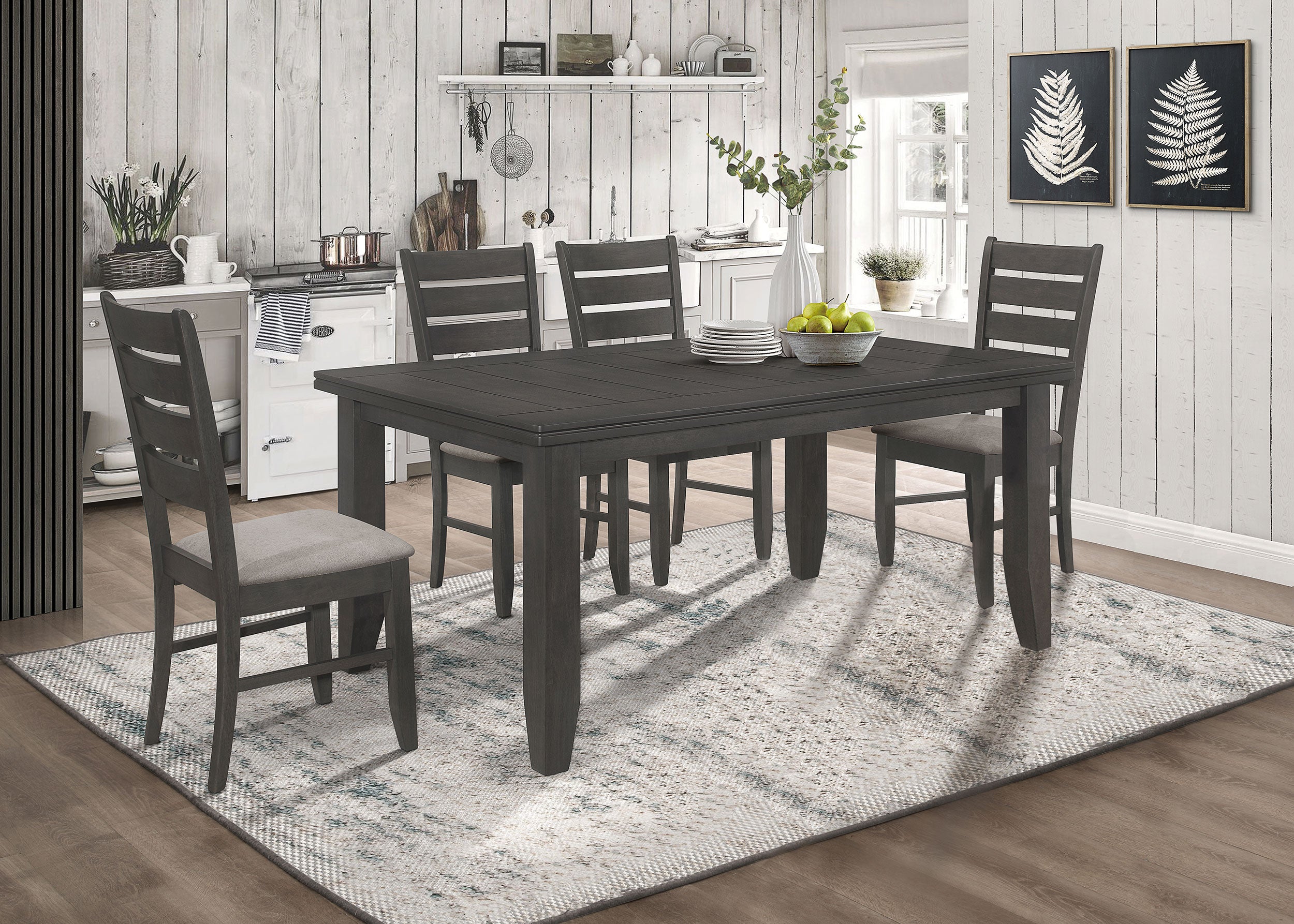 Dalila 5-piece Rectangular Dining Table Set Dark Grey — view 1