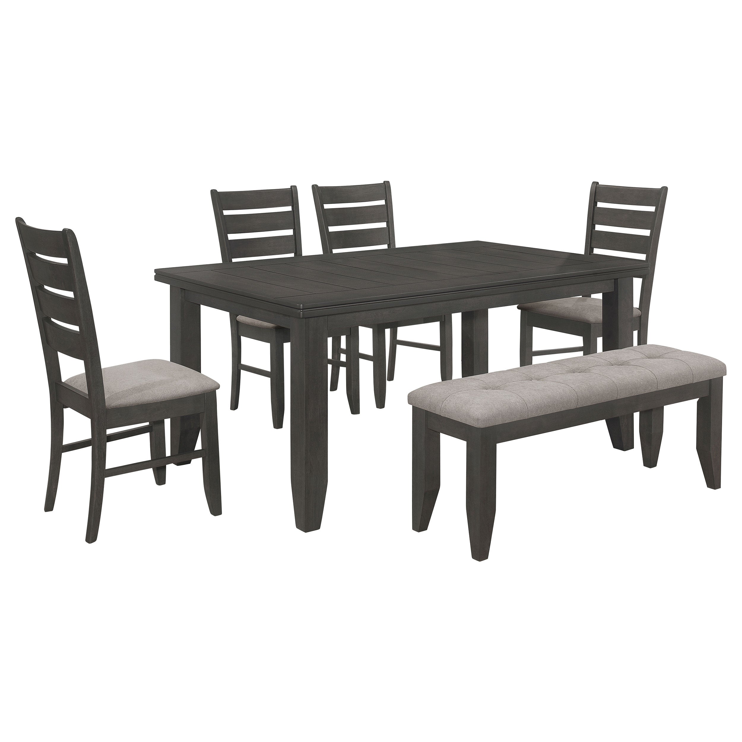 Dalila 6-piece Rectangular Dining Table Set Dark Grey — view 2
