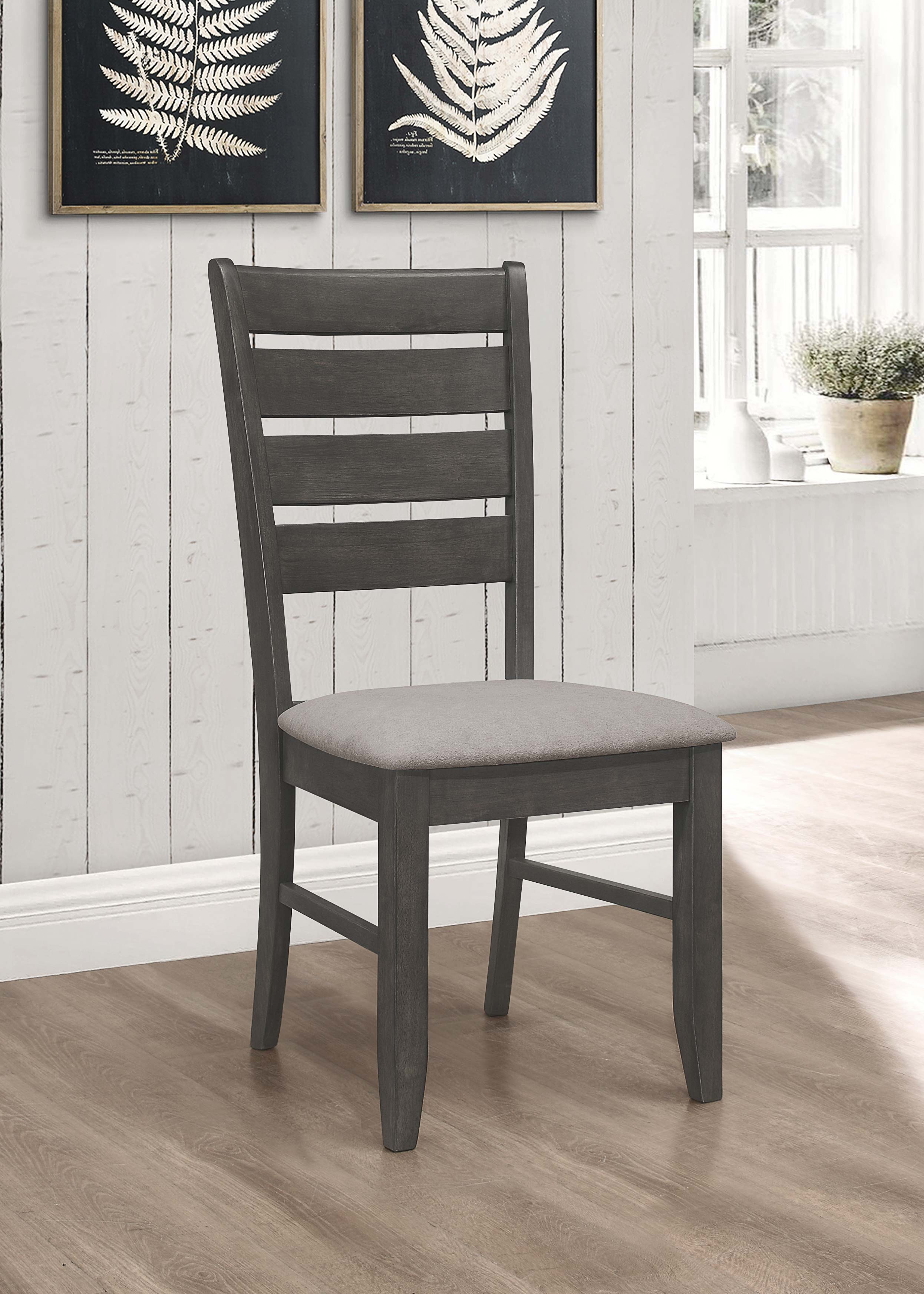 Dalila Wood Dining Side Chair Dark Grey (Set of 2) — view 2