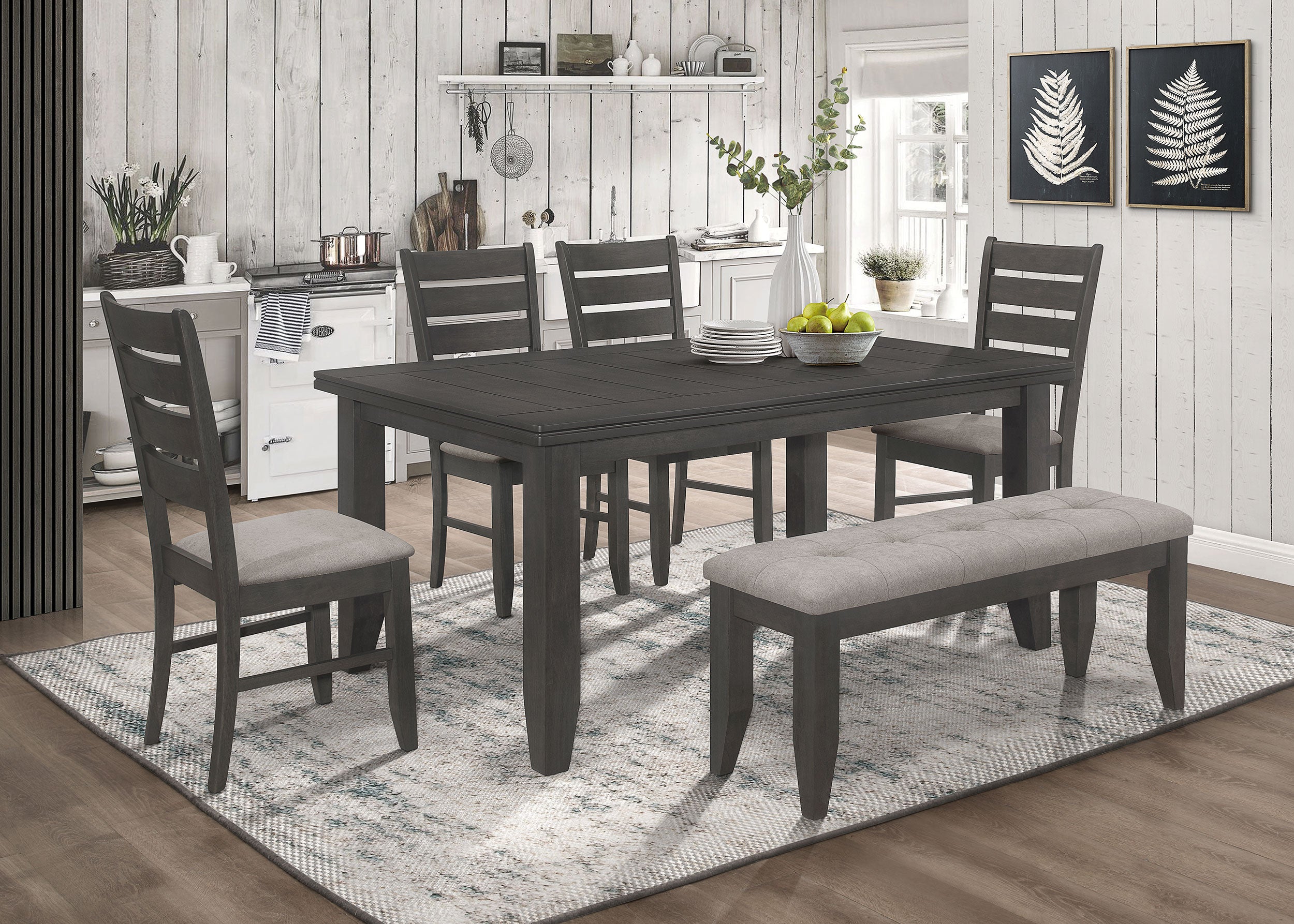 Dalila Wood Dining Side Chair Dark Grey (Set of 2) — view 15