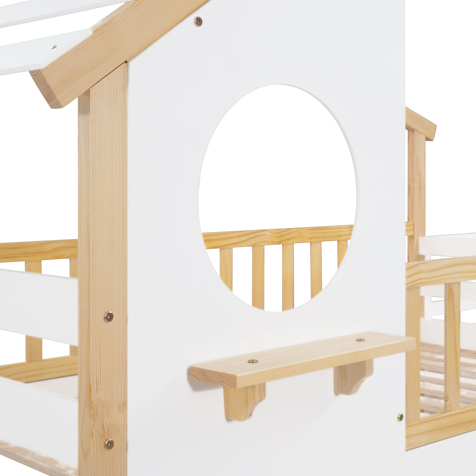 Stairway Twin-Over-Twin Bunk Bed,House Bed,Storage and Guard Rail,Natural Bed +White Stair(OLD SKU :LT000308AAK) - Atlantic Fine Furniture Melbourne FL