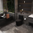 1.1 / 1.60 Gpf Dual Flush 1 Piece Toilet, Water Saving Elongated Comfort Height Floor Mounted, Soft Close Seat, 1000 Gram Map Flushing Score Toilet - Matte Black