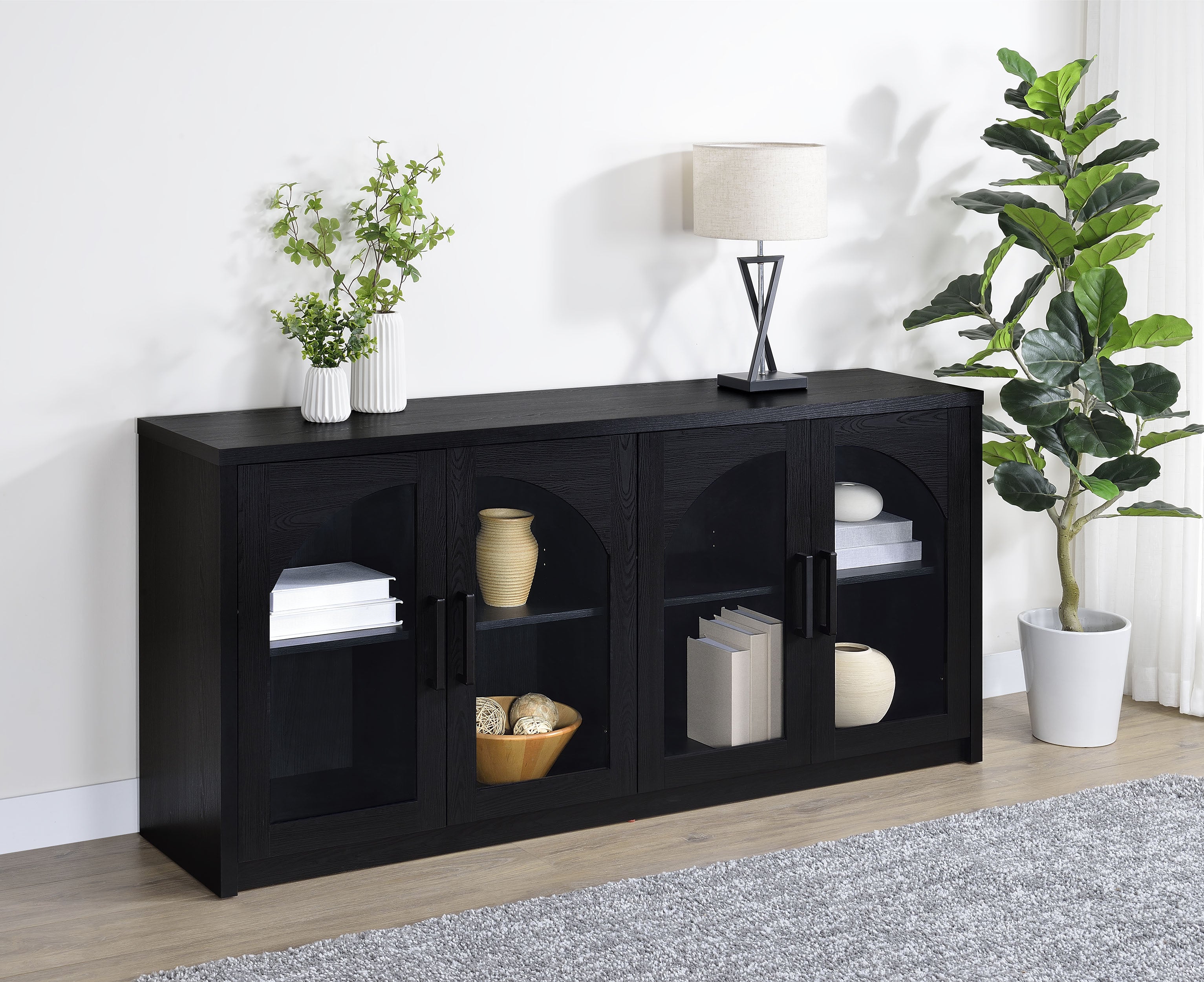 Riva 4-door Dining Sideboard Buffet Storage Credenza Black — view 2