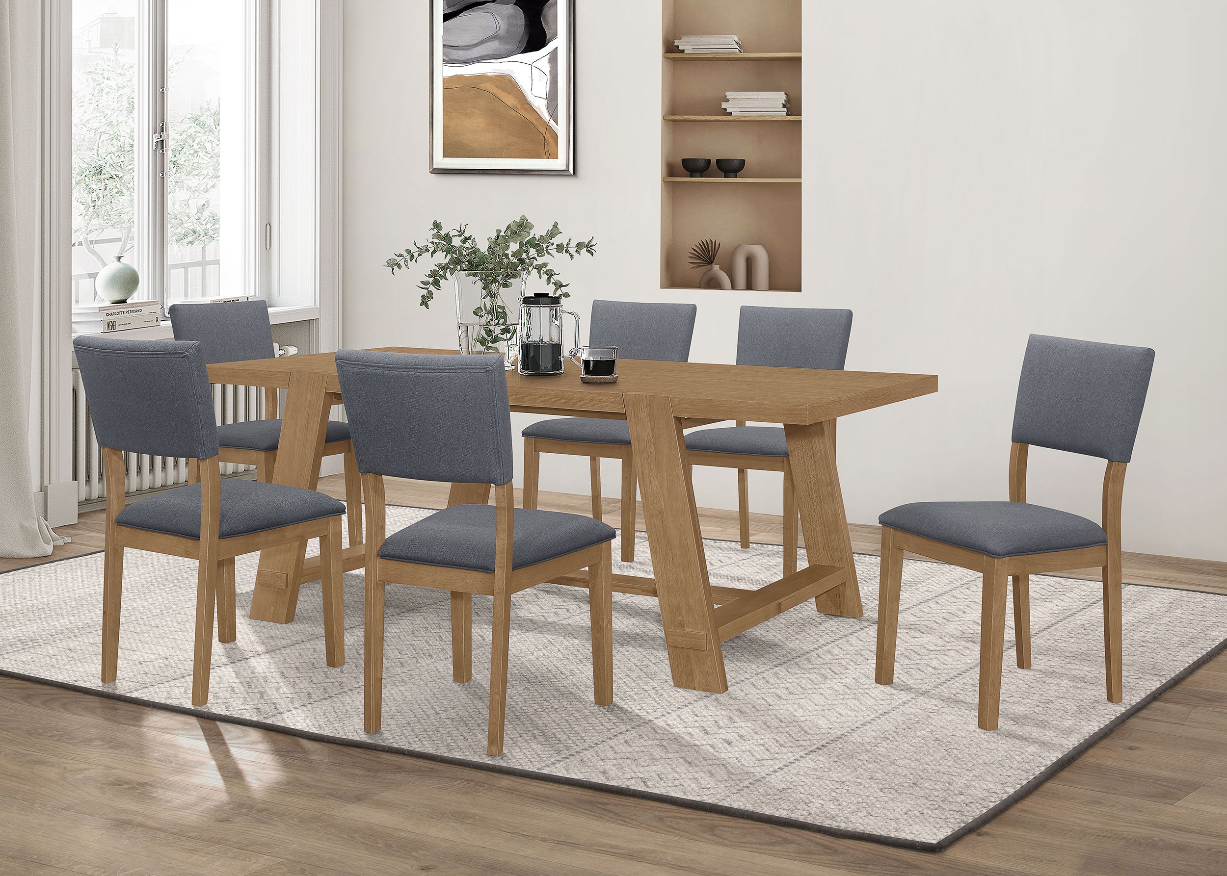 Sharon Fabric Upholstered Dining Side Chair Brown (Set of 2) — view 14