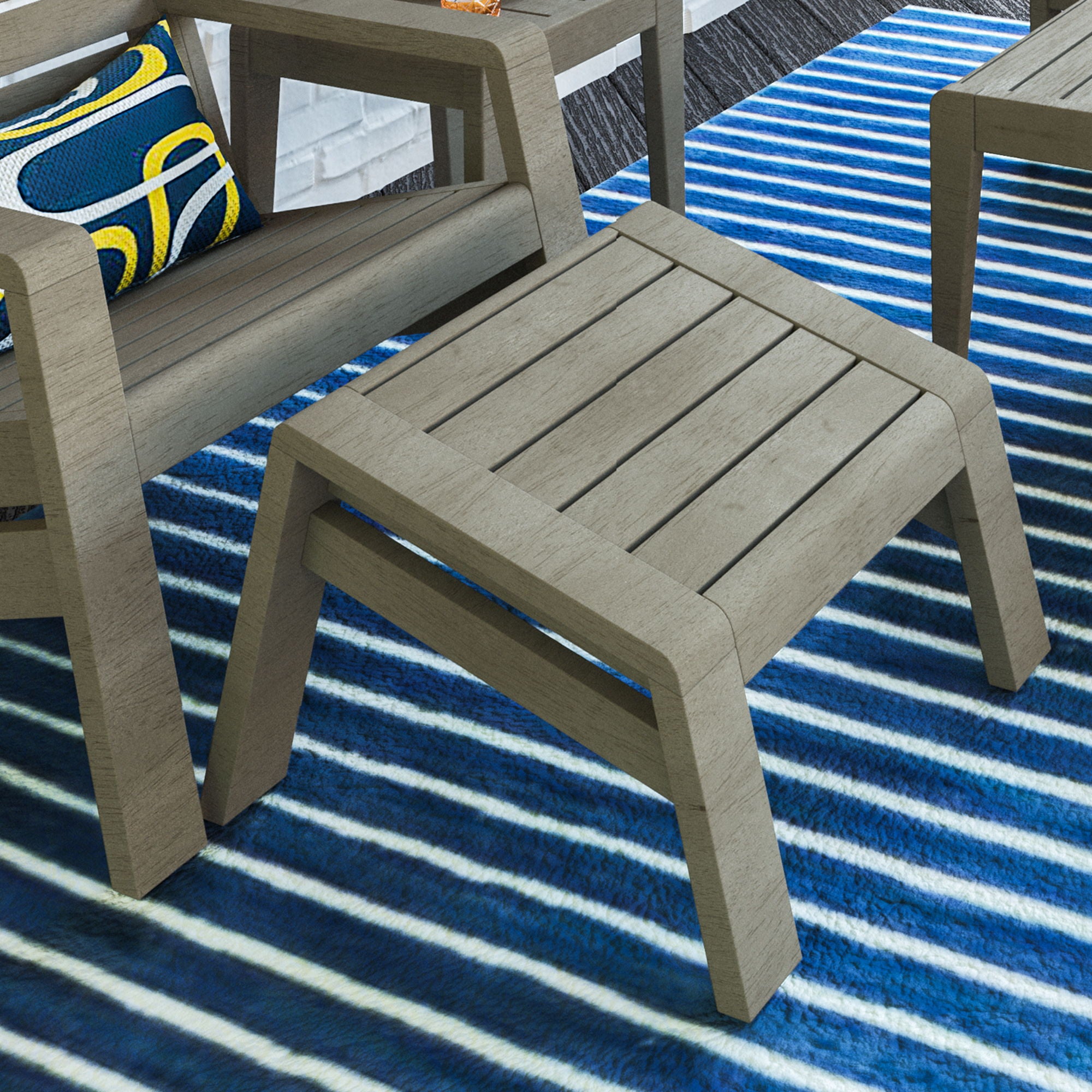 Sustain - 15" Wood Outdoor Ottoman - Dark Gray