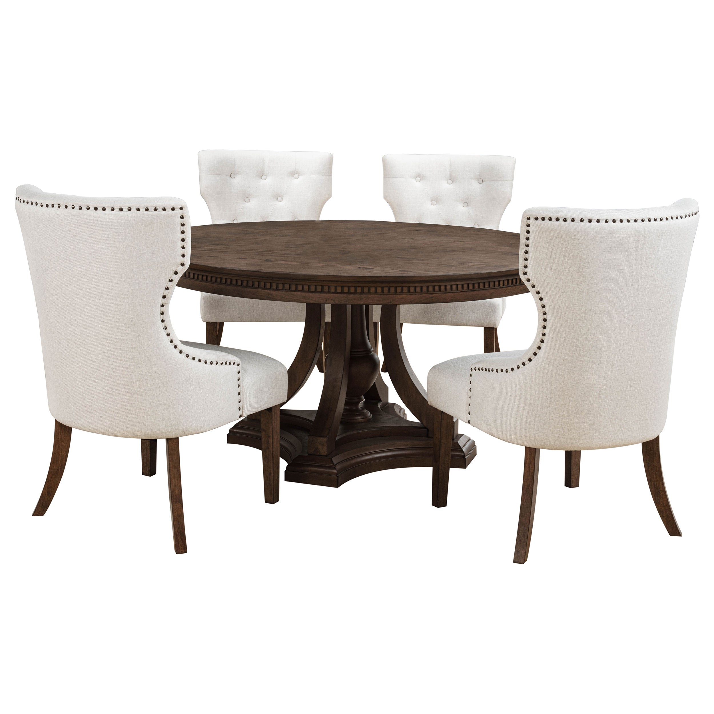 Ridgewell 5-piece Round Pedestal Dining Set Dark Oak — view 2