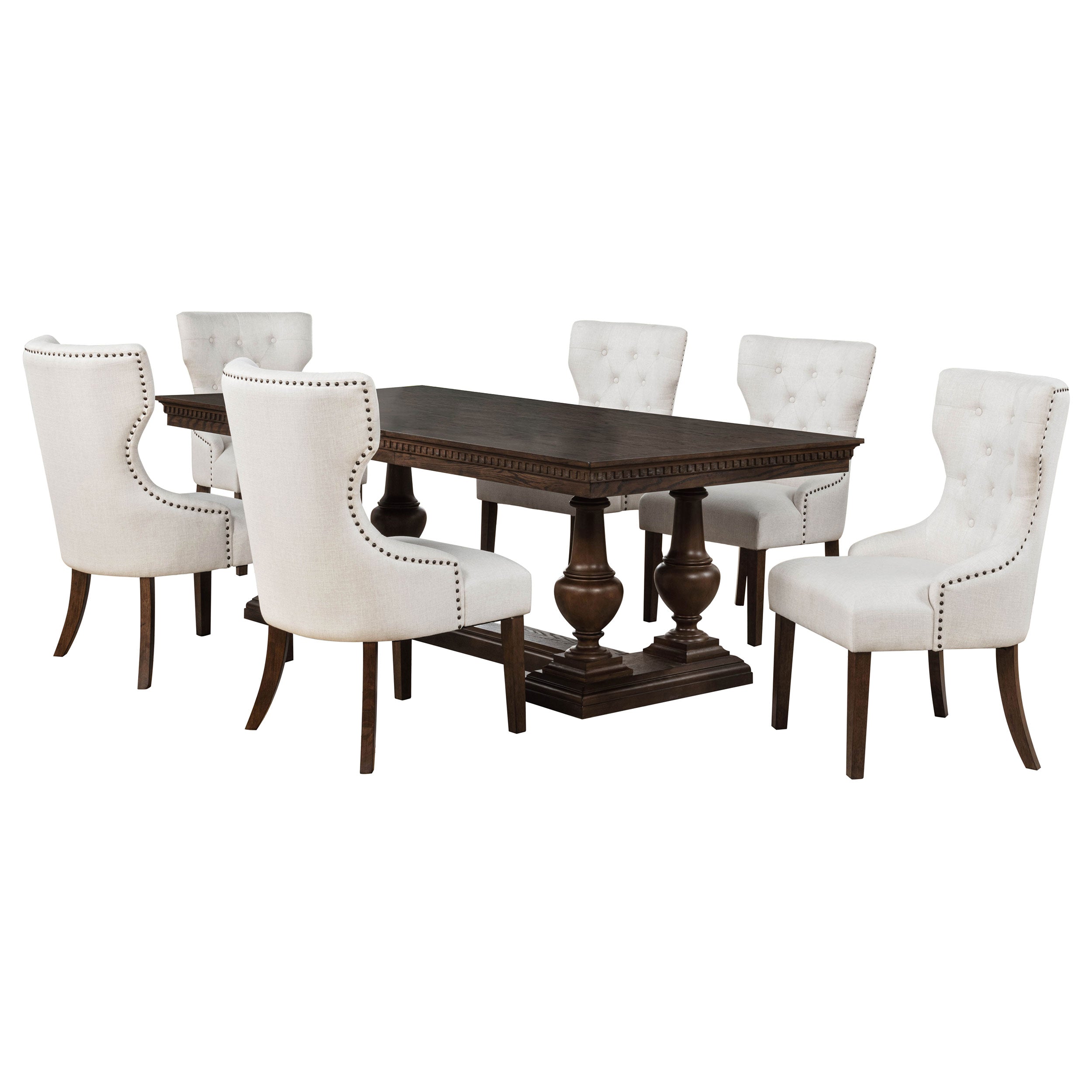 Ridgewell 7-piece Rectangular Trestle Dining Set Dark Oak — view 2