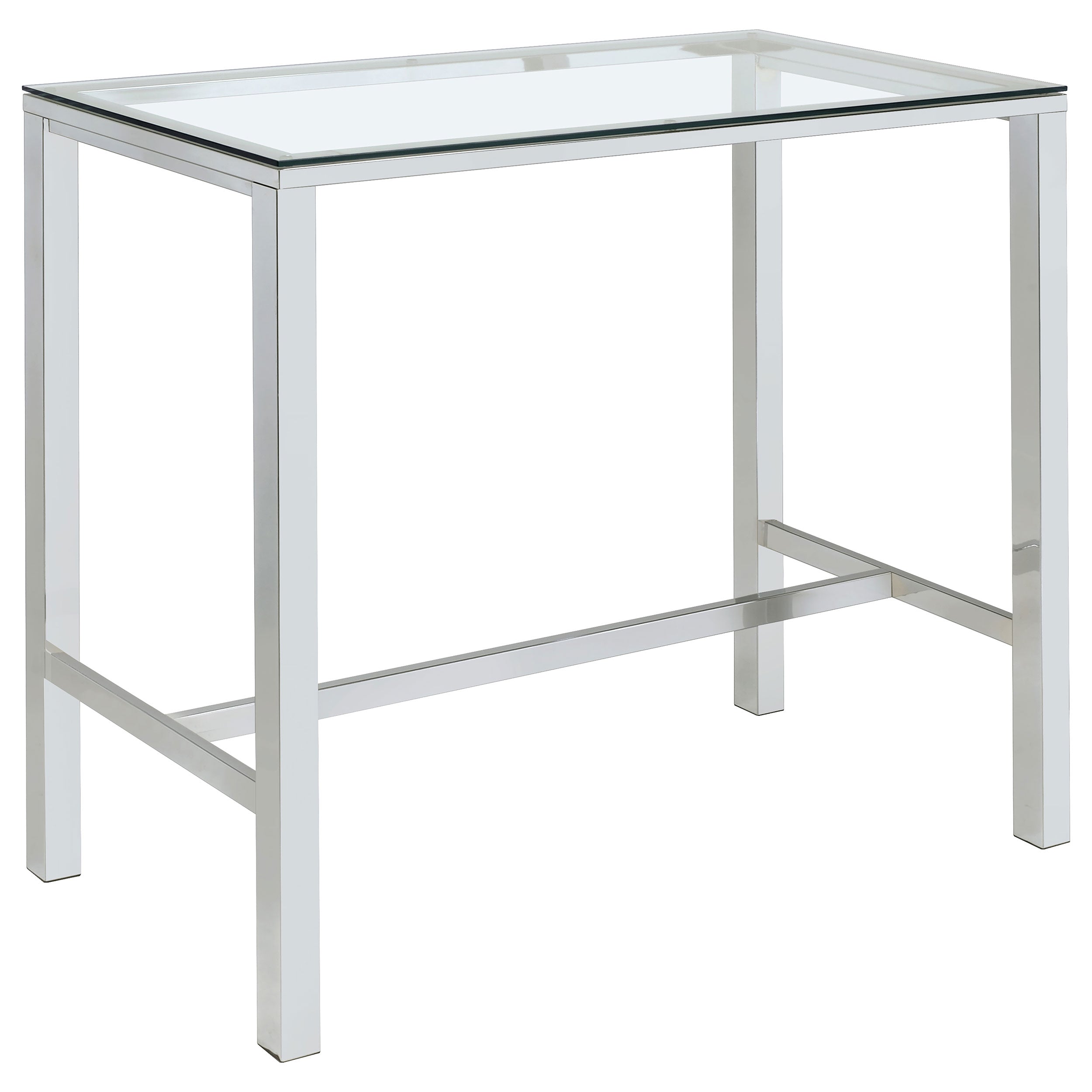 Tolbert Rectangular 47-inch Glass Top Pub Bar Table Chrome — view 1