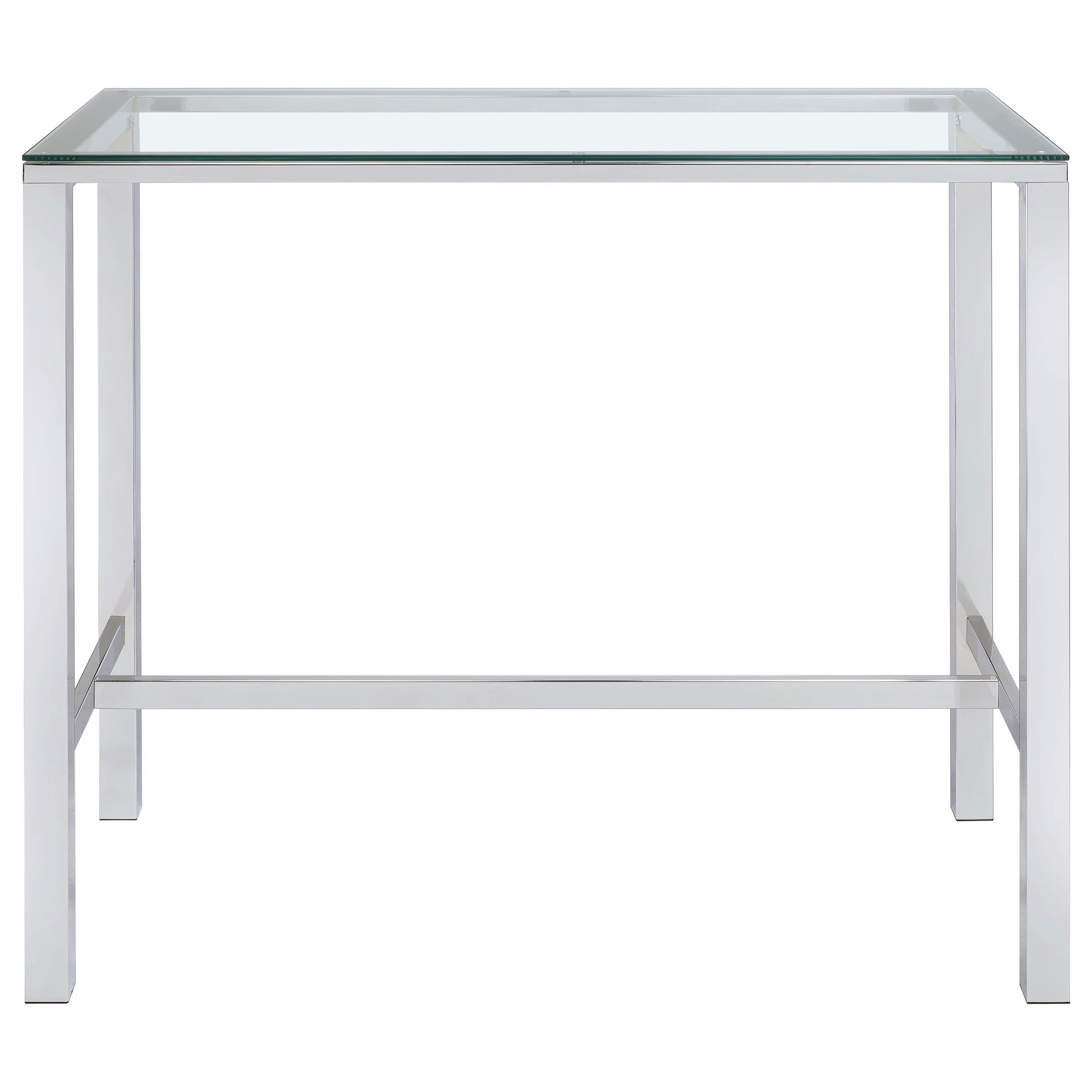 Tolbert Rectangular 47-inch Glass Top Pub Bar Table Chrome — view 3