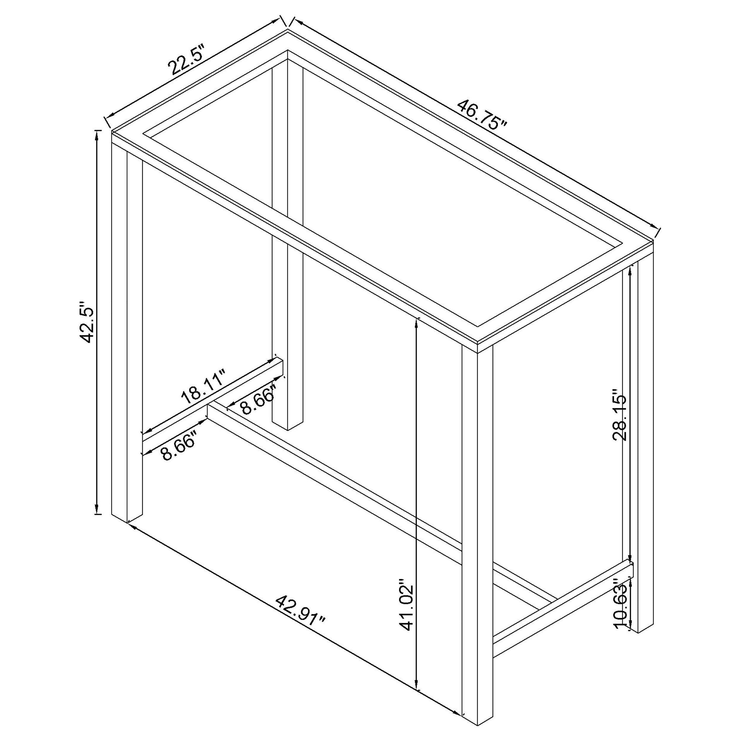 Tolbert Rectangular 47-inch Glass Top Pub Bar Table Chrome — view 5