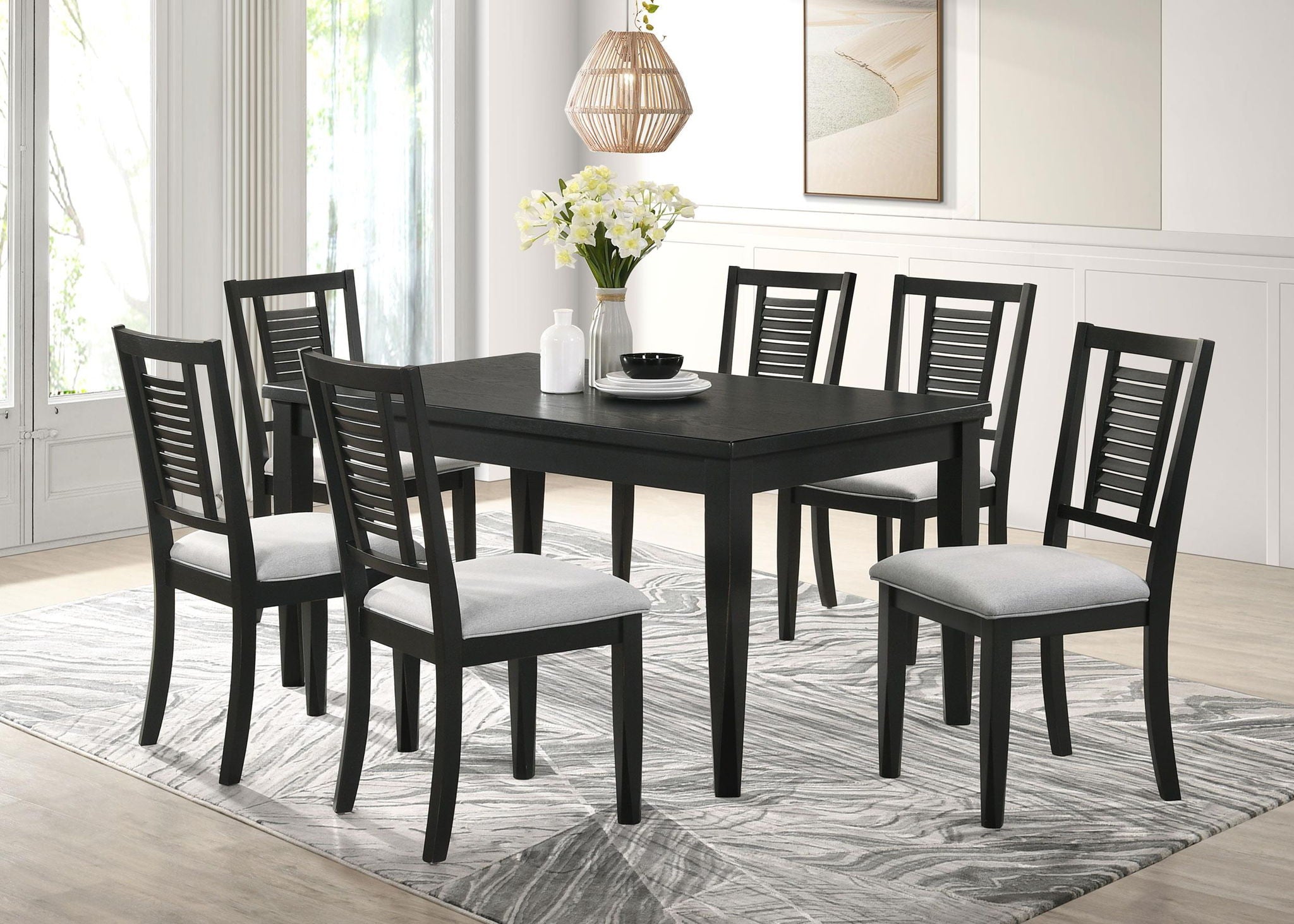 Appleton Wood Dining Side Chair Washed Black (Set of 2) - Atlantic Fine Furniture Melbourne FL