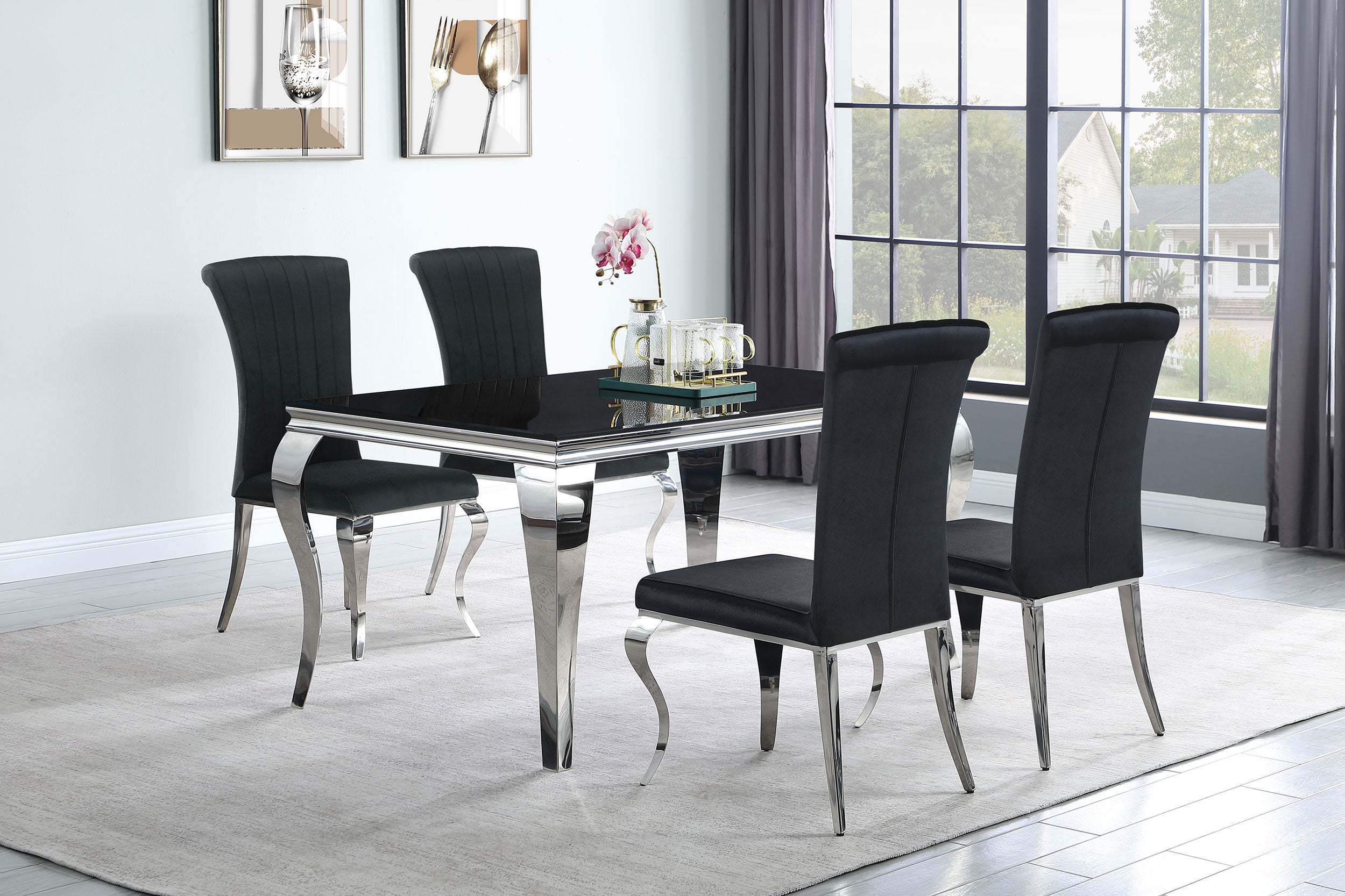 Betty Velvet Upholstered Dining Side Chair Black (Set of 4) — view 12