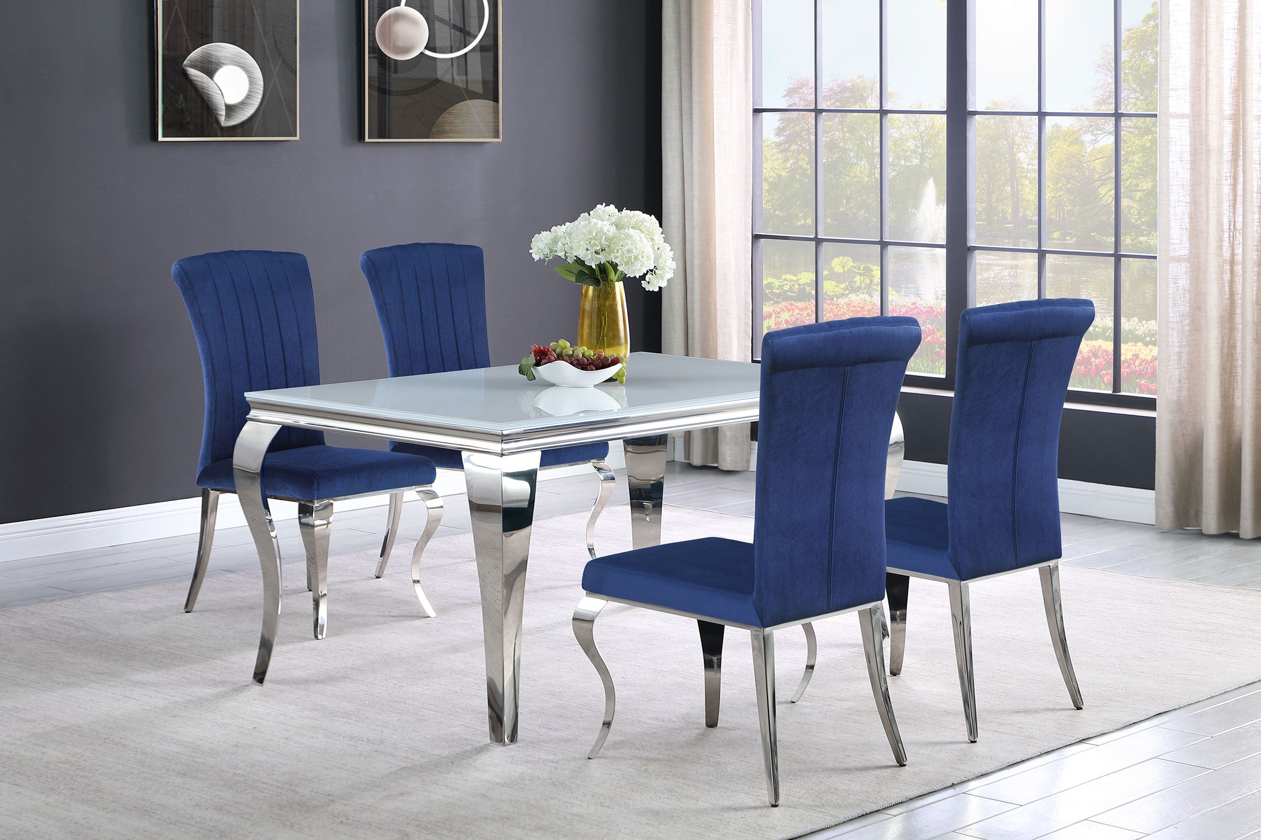 Betty Velvet Upholstered Dining Chair Ink Blue (Set of 4) — view 13