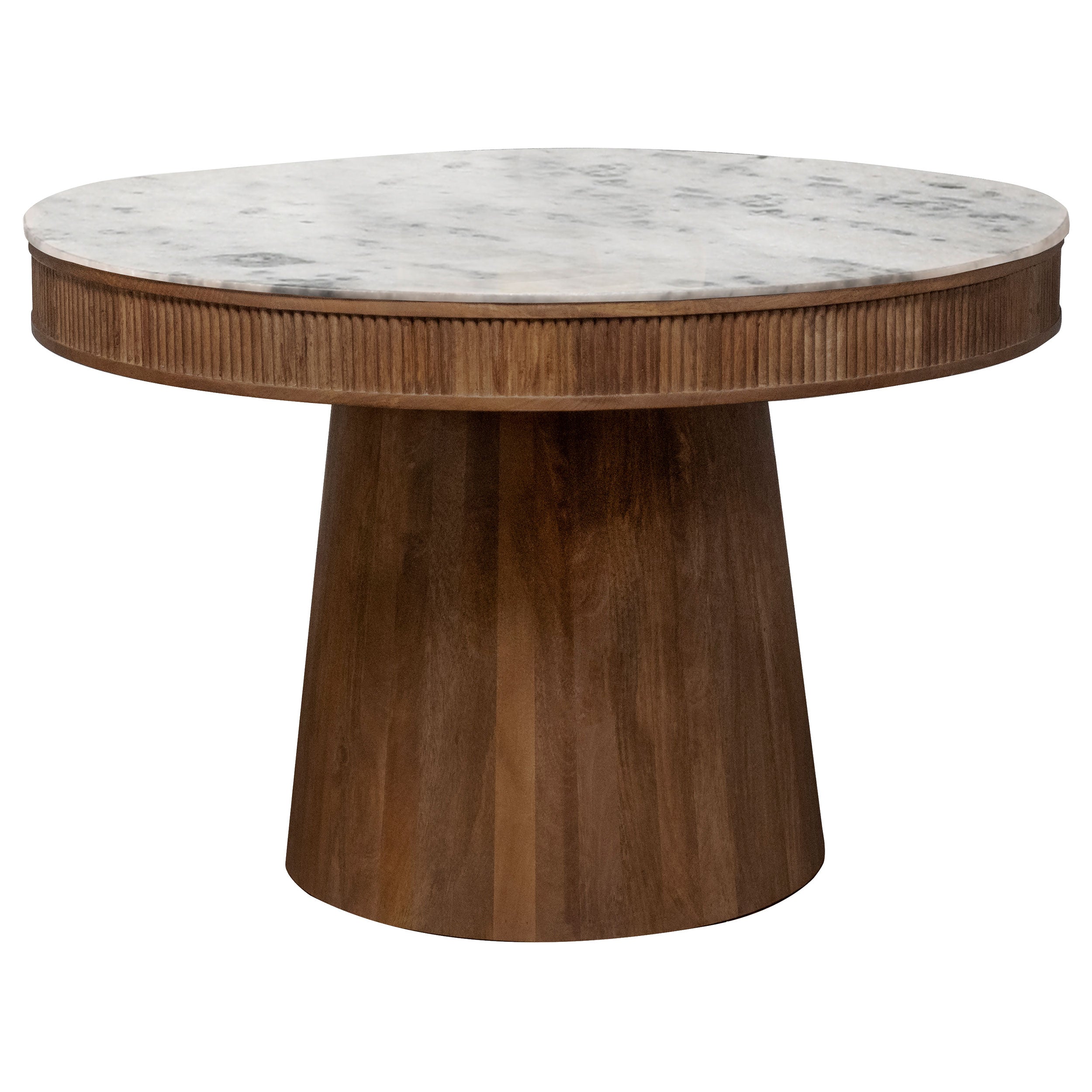 Ortega Round 46-inch Marble Top Wood Dining Table Natural — view 1