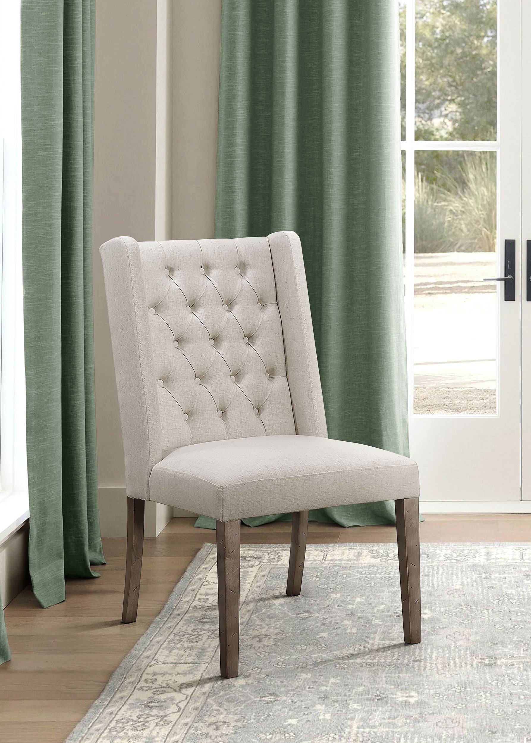 Bexley Fabric Upholstered Dining Side Chair Beige (Set of 2) — view 2