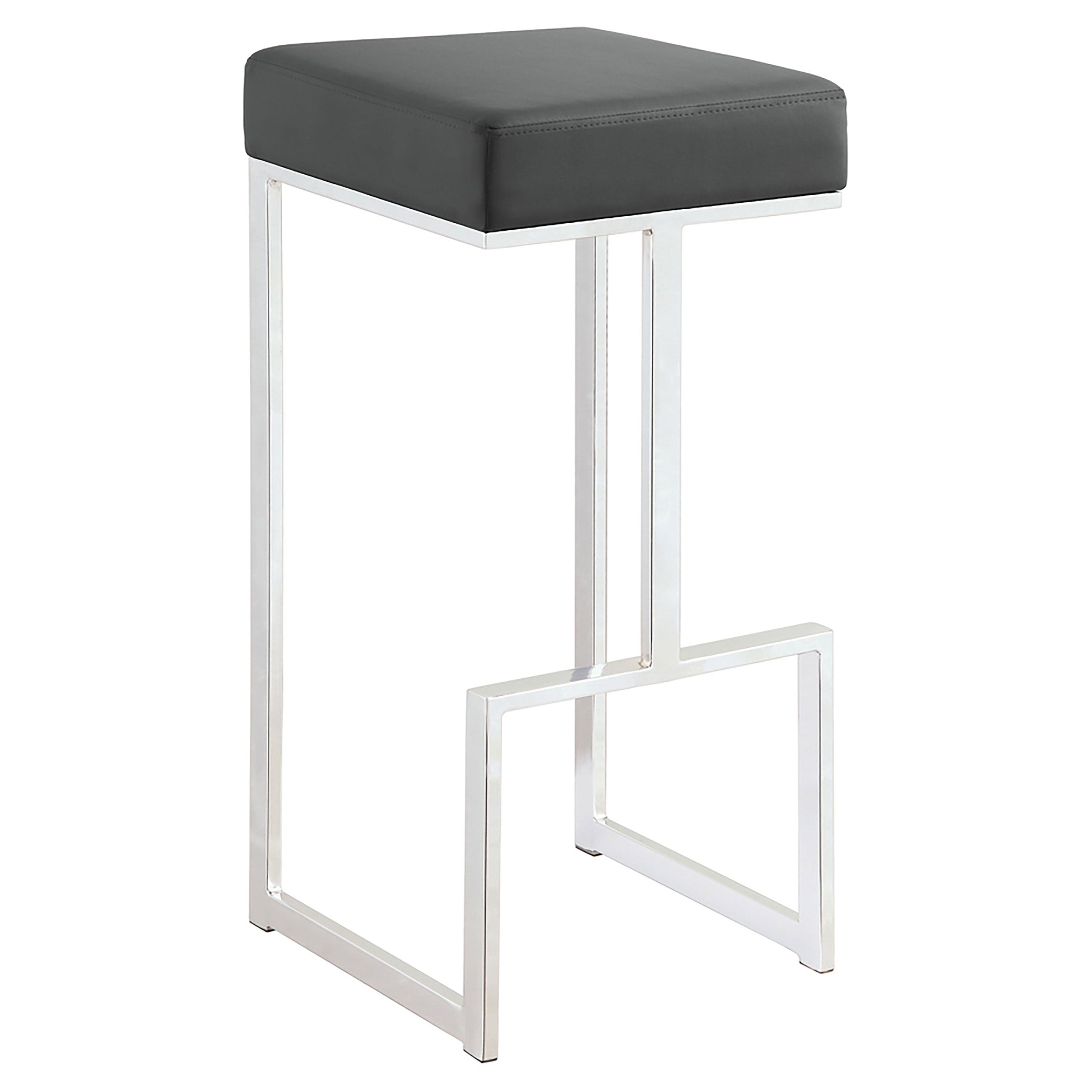 Gervase Square Bar Stool Grey and Chrome — view 1