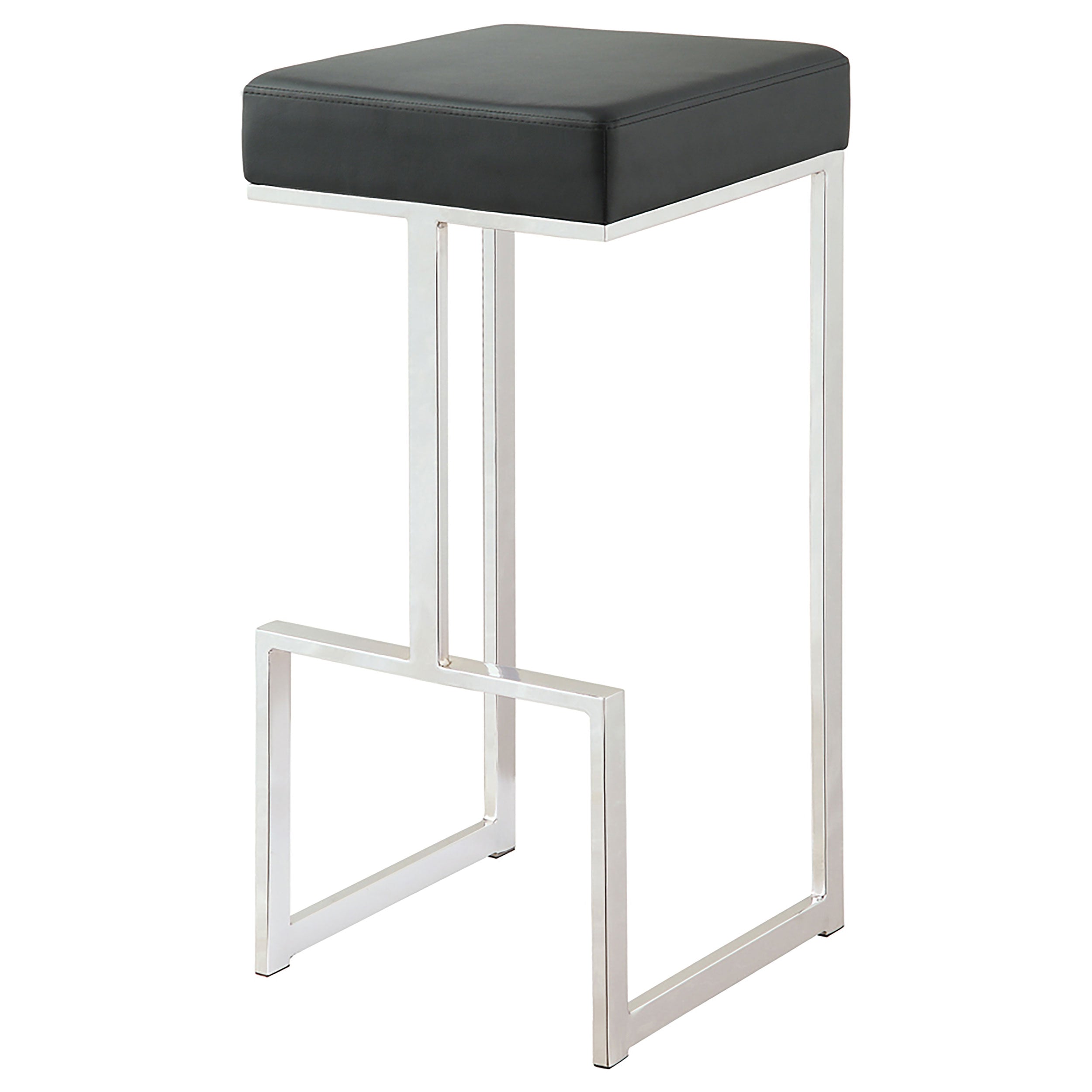Gervase Square Bar Stool Black and Chrome — view 1