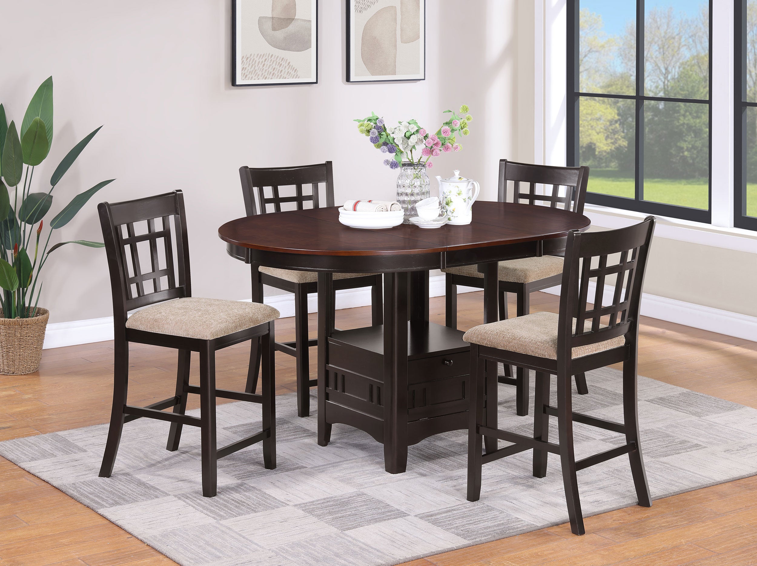 Lavon Oval 60-inch Counter Height Extension Dining Table Chestnut — view 7
