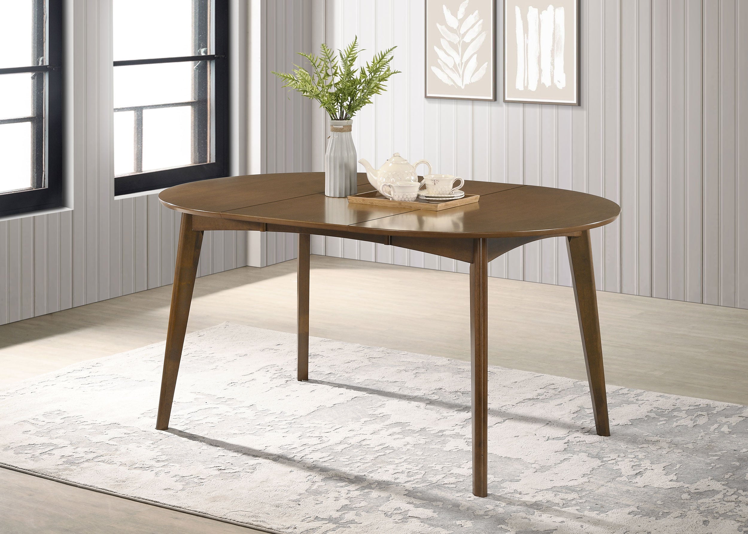 Jedda Oval 60-inch Extension Leaf Dining Table Dark Walnut — view 2