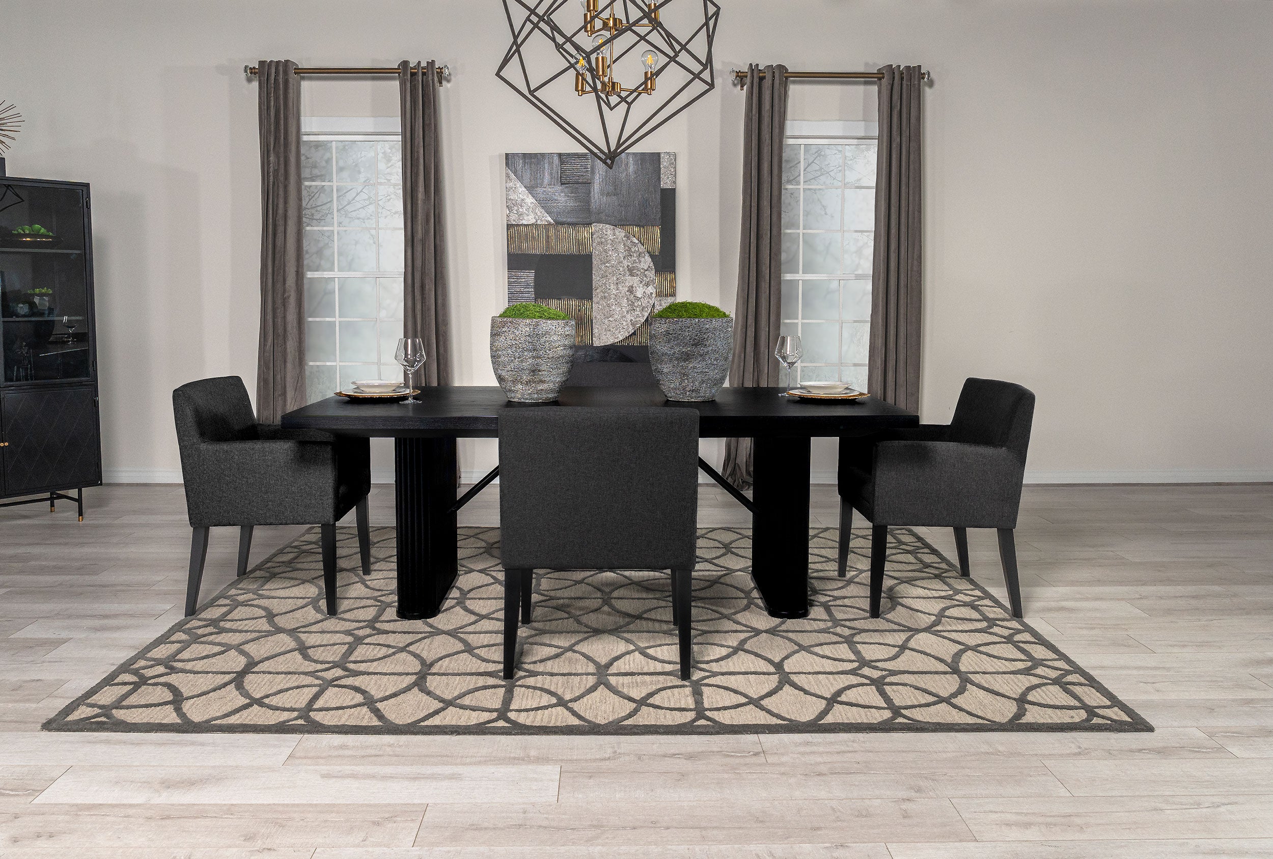 Catherine 5-piece Rectangular Dining Table Set Black — view 1