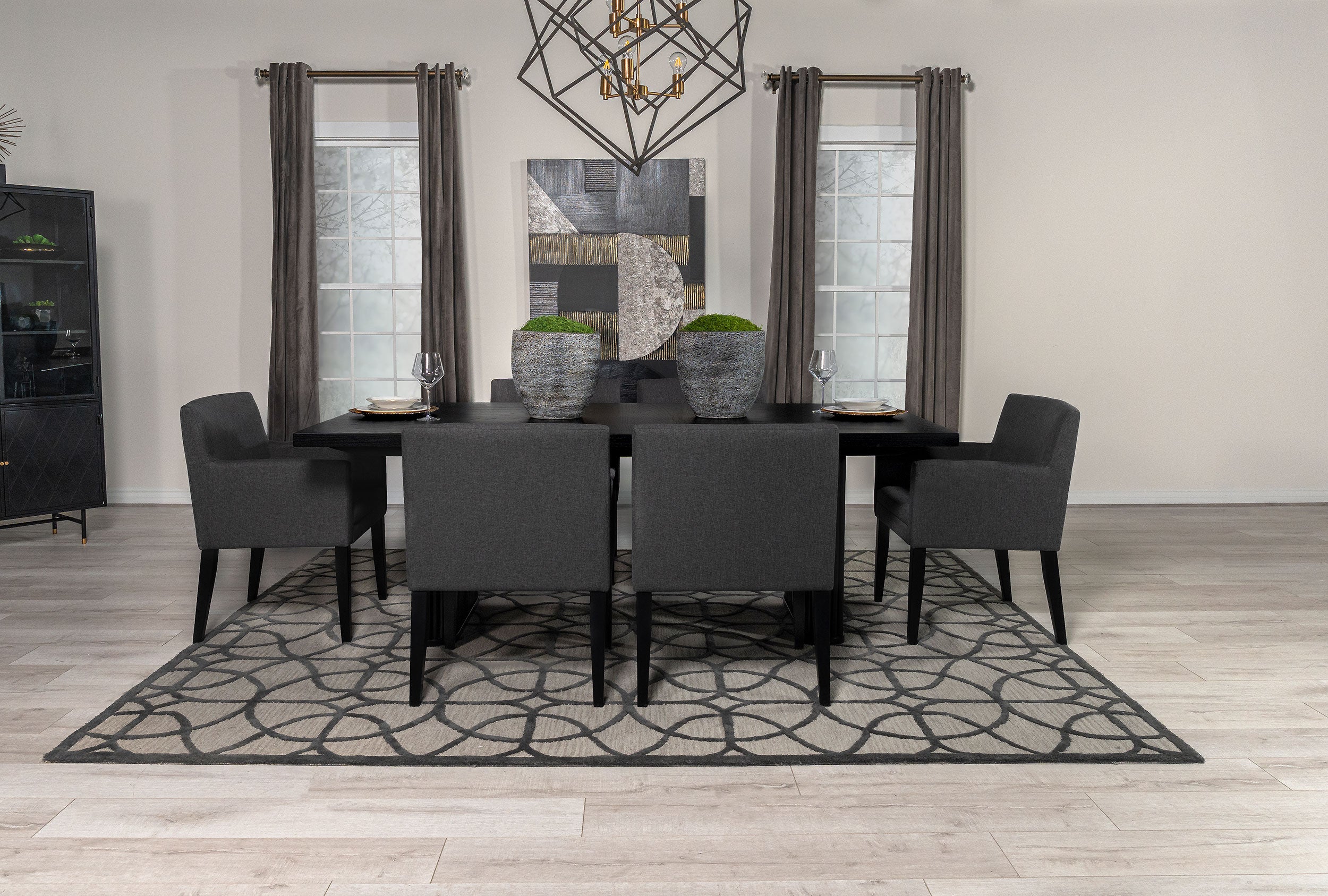 Catherine 7-piece Rectangular Dining Table Set Black — view 1