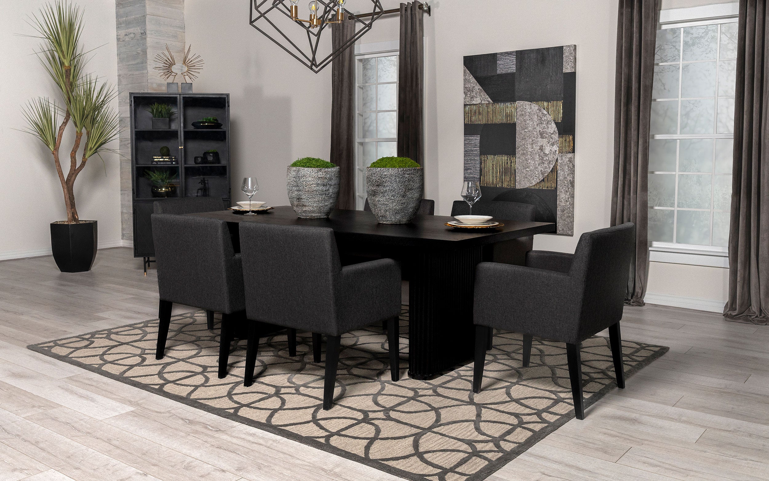 Catherine Upholstered Dining Arm Chair Grey (Set of 2) — view 14